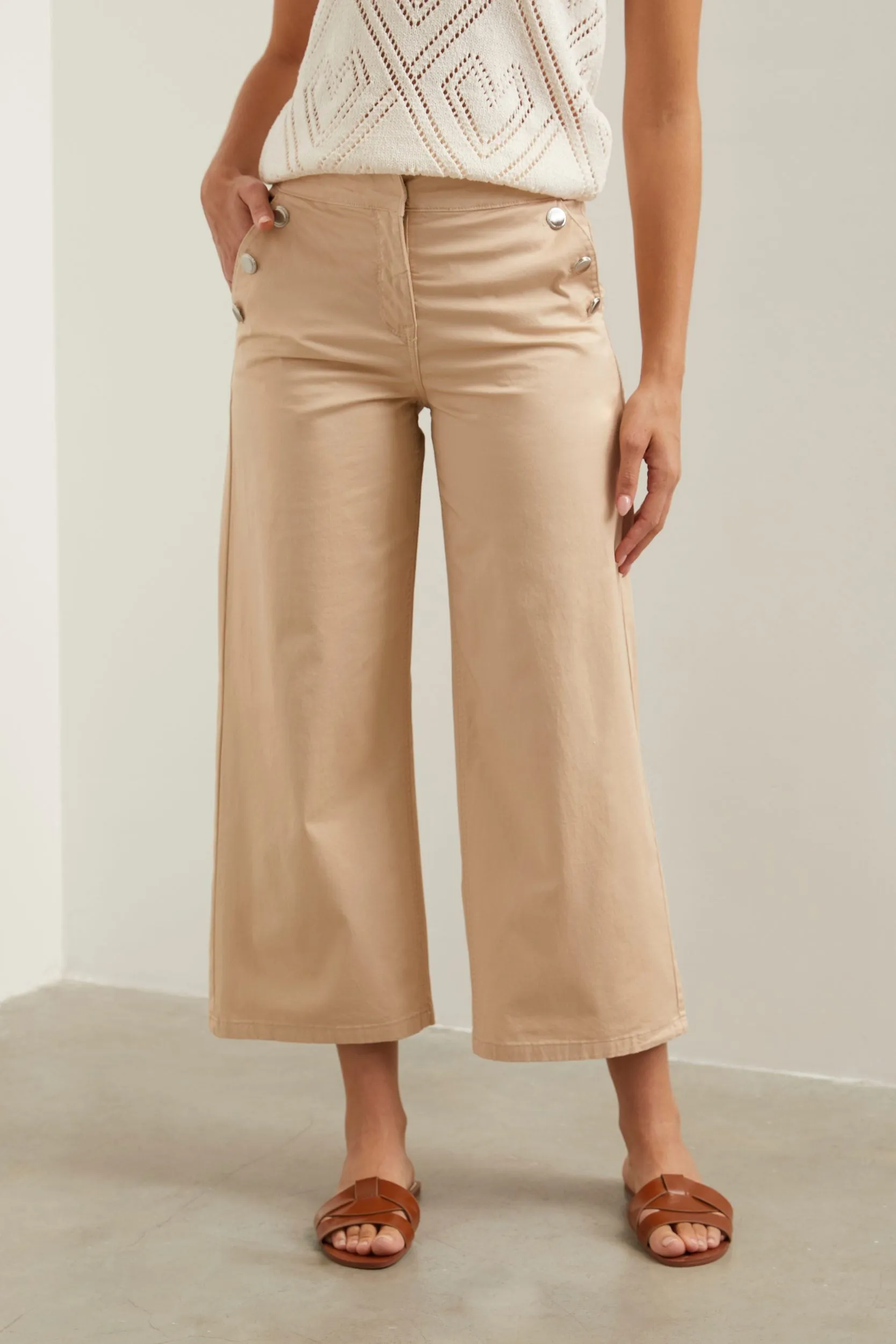 Wide leg high waist cropped pant sold by Tristan Style product image thumbnail 2