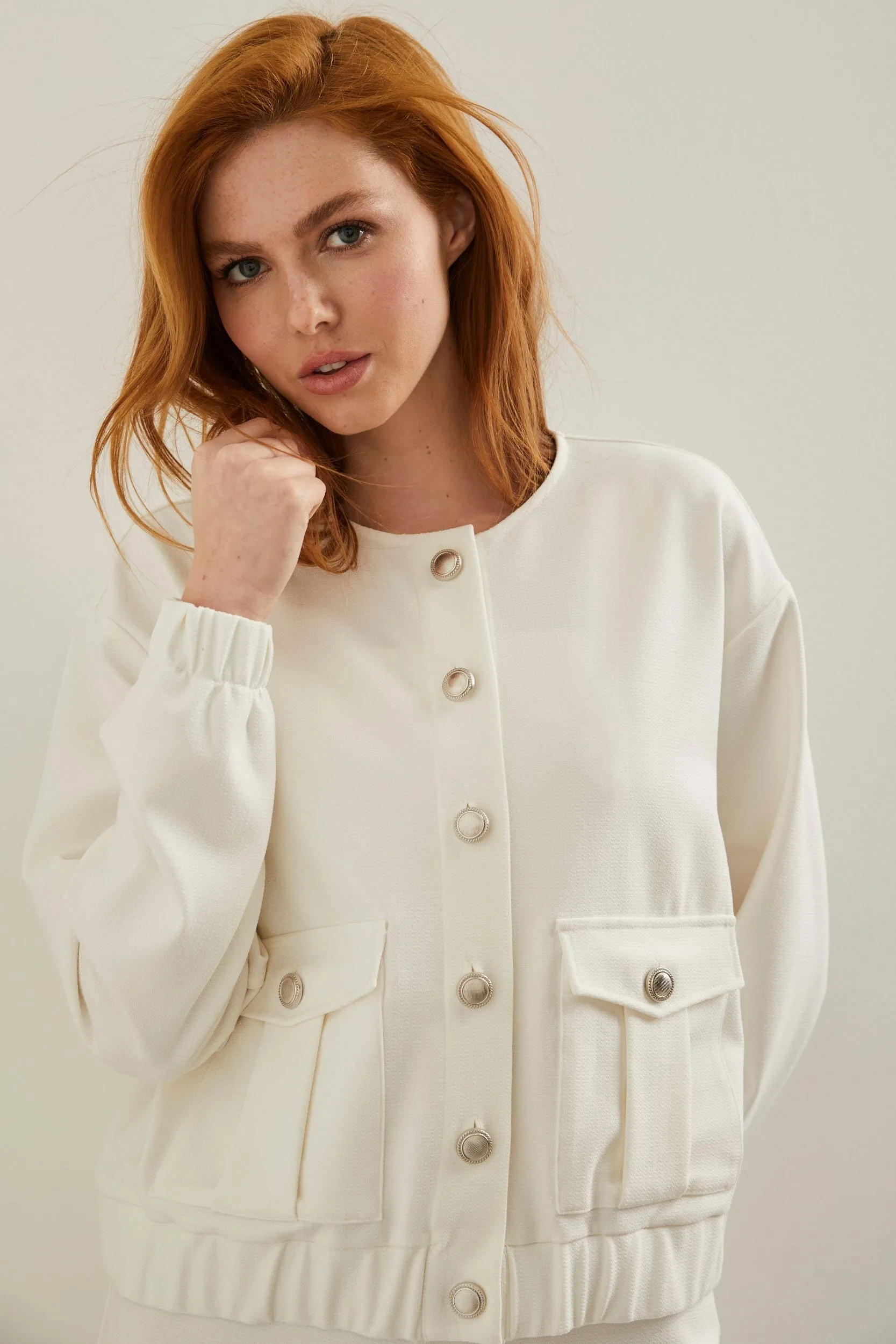 Bomber jacket with applied pockets sold by Tristan Style product image thumbnail 2