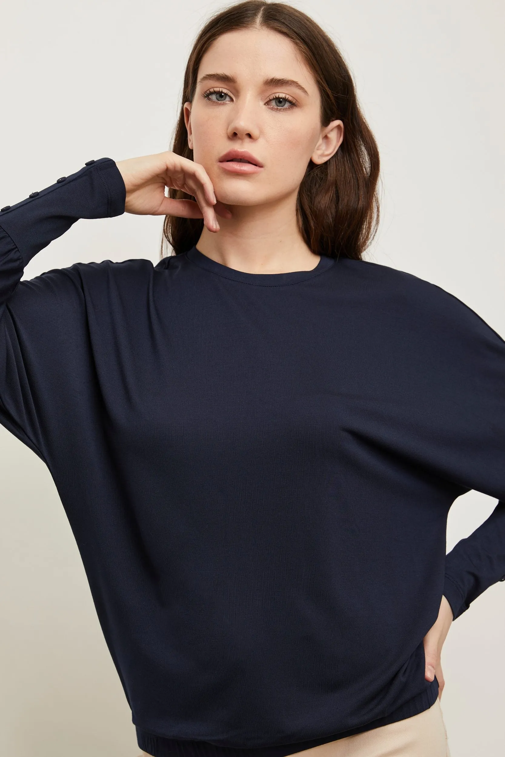 Dolman sleeve top with buttons sold by Tristan Style product image thumbnail 4