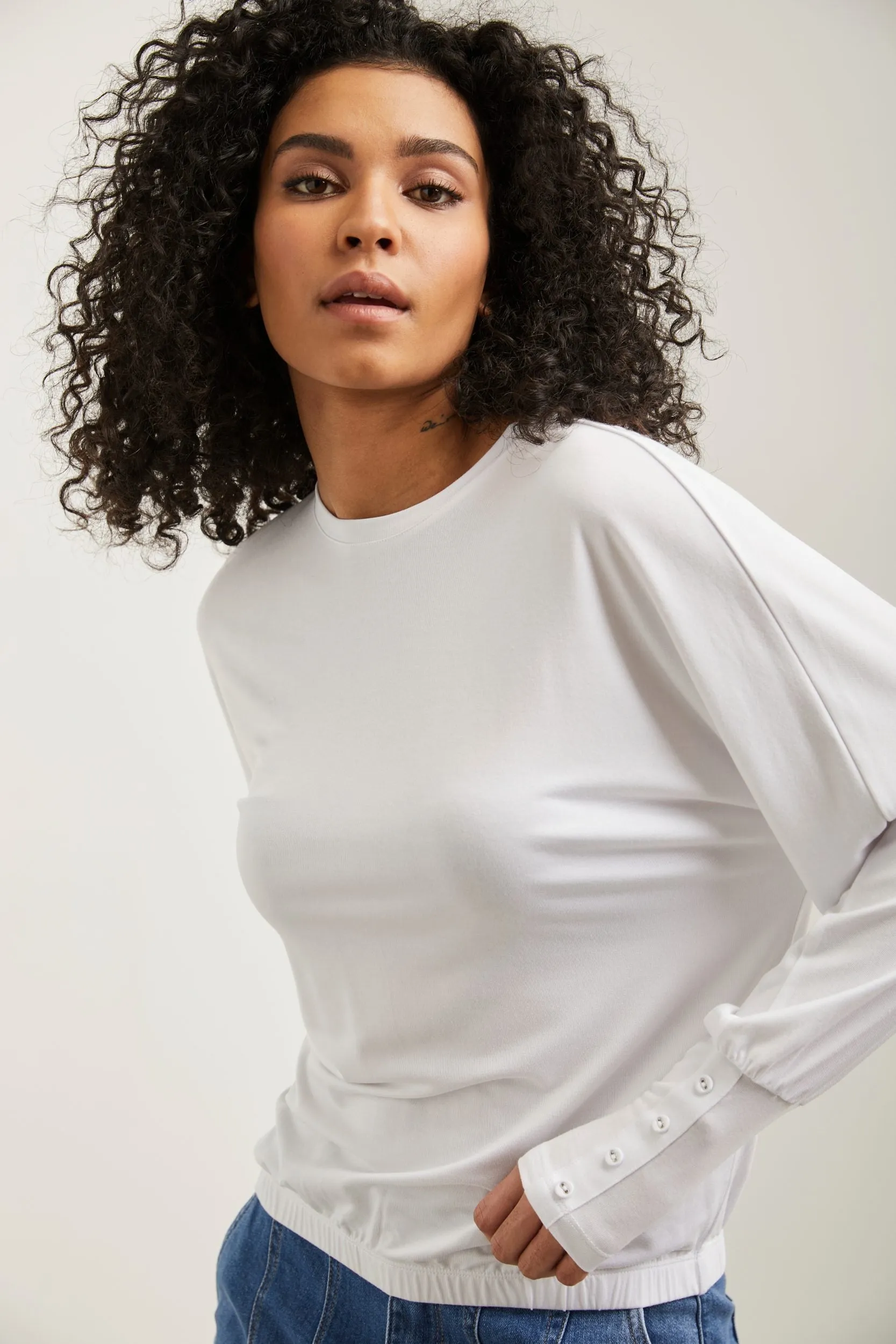 Dolman sleeve top with buttons sold by Tristan Style