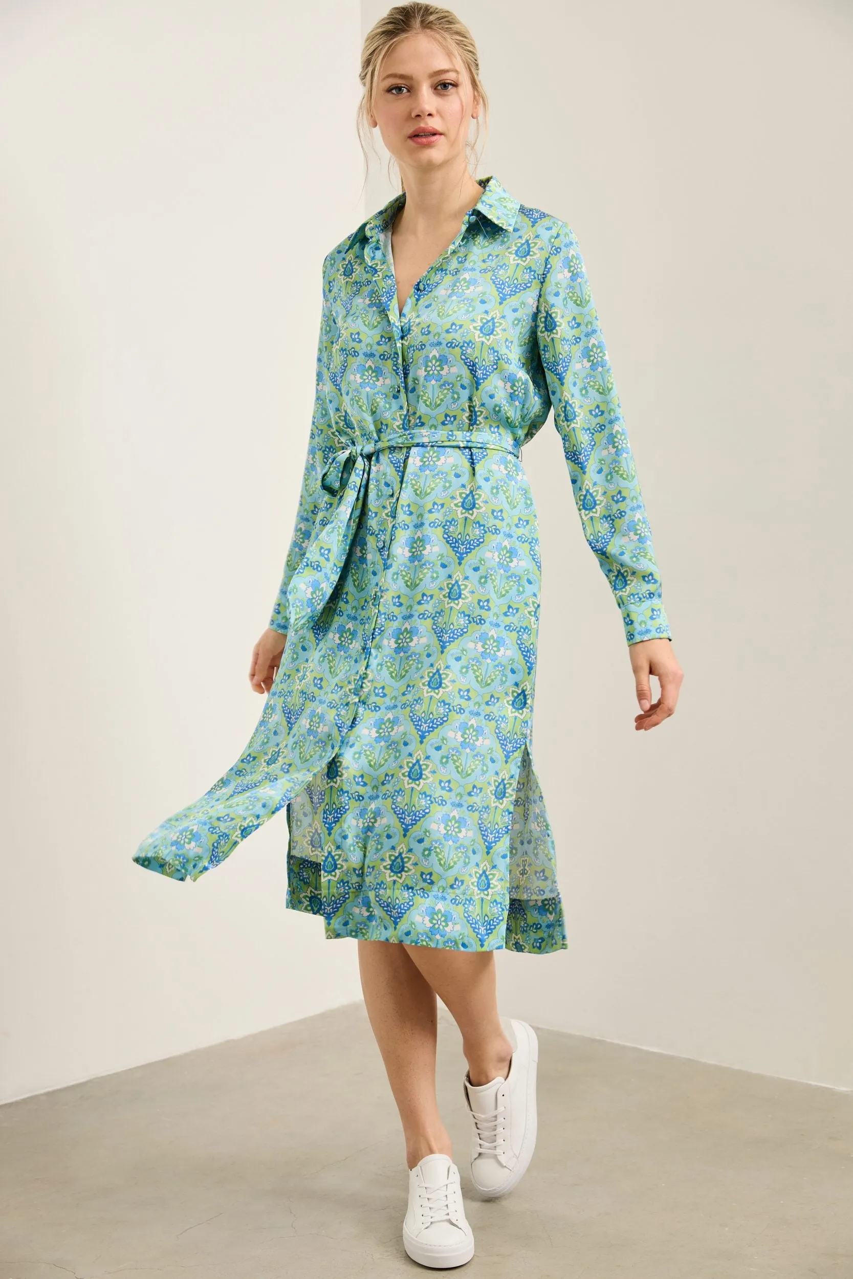 Floral shirt dress tied at front sold by Tristan Style