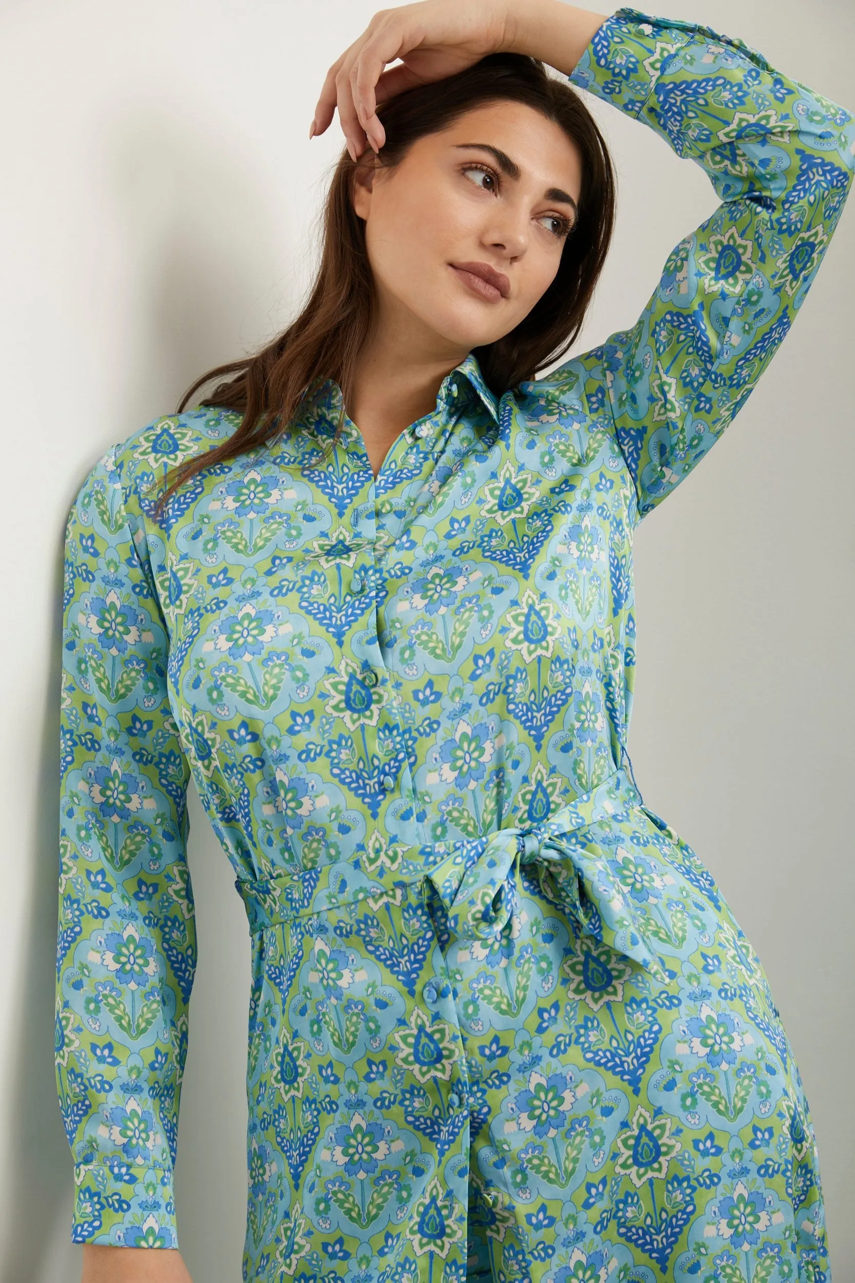 Floral shirt dress tied at front sold by Tristan Style product image thumbnail 5