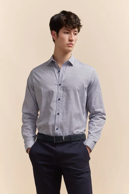 Printed poplin semi-fitted shirt sold by Tristan Style