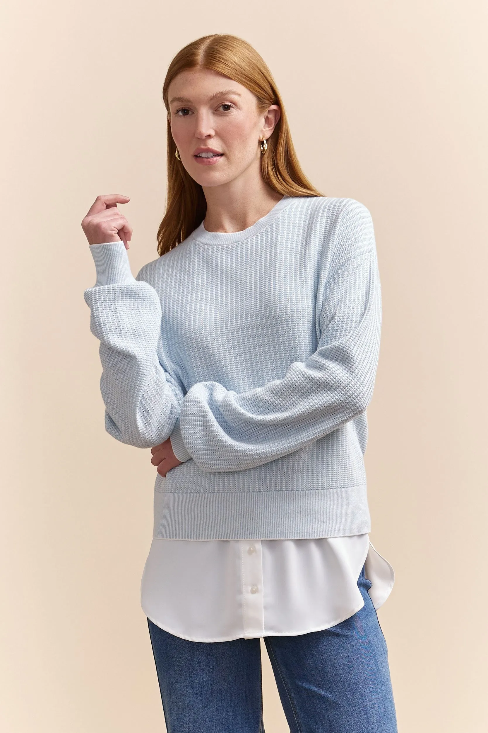 Jersey & woven top for layering sold by Tristan Style product image thumbnail 2