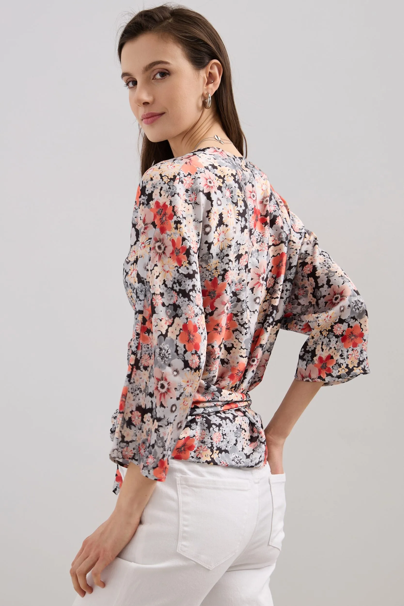 Floral print wrap blouse sold by Tristan Style product image thumbnail 2
