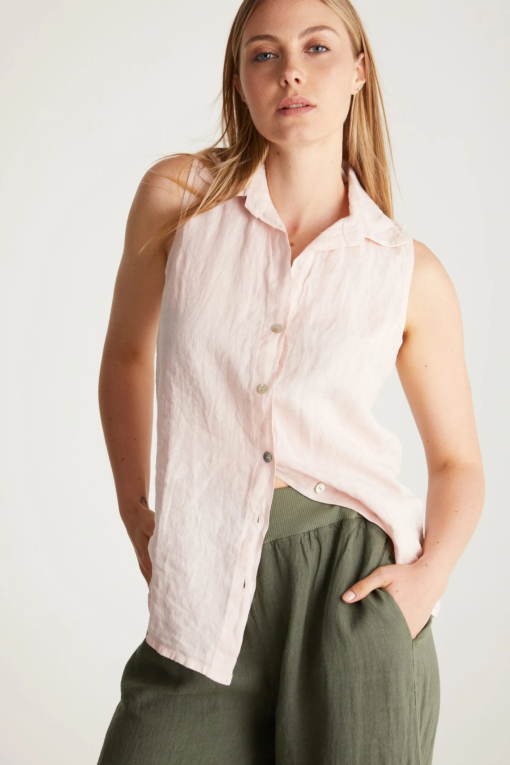 Linen sleeveless blouse sold by Tristan Style product image thumbnail 3