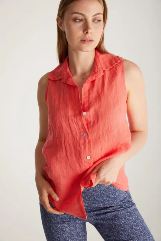 Linen sleeveless blouse sold by Tristan Style