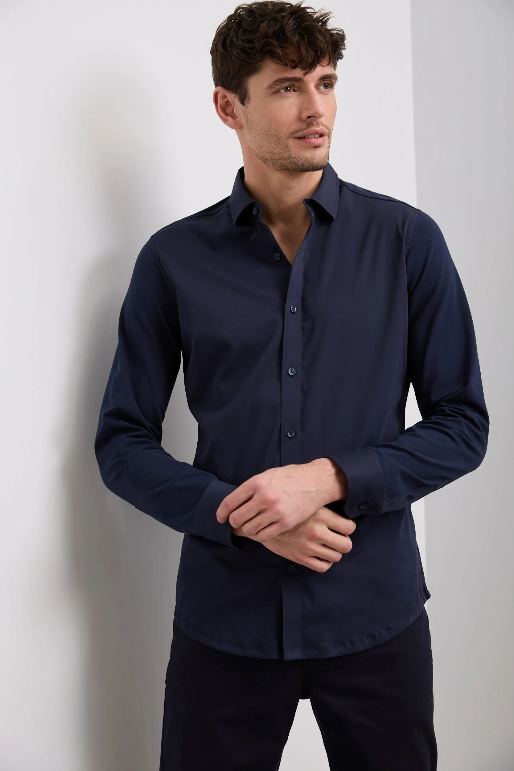 Jersey back & sleeve fitted shirt sold by Tristan Style