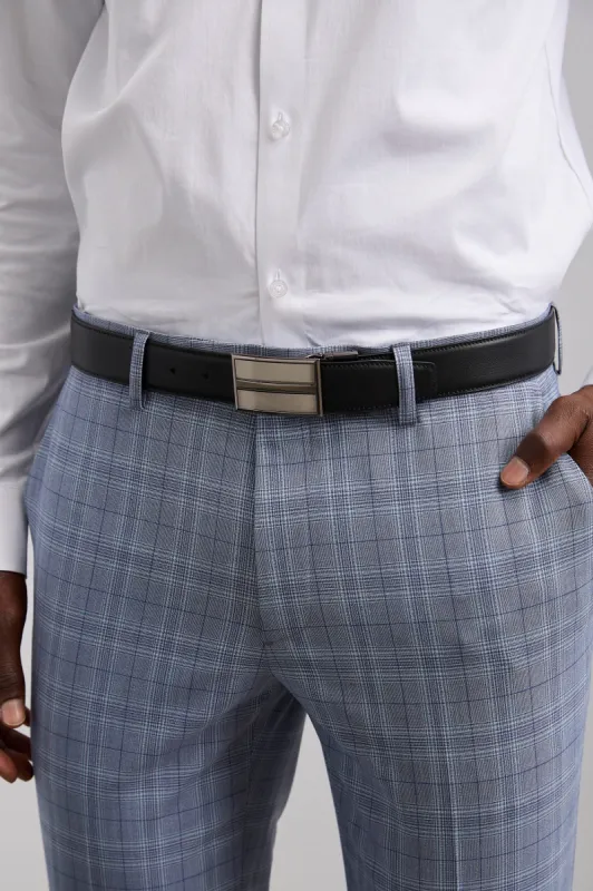 Plate buckle reversible leather belt sold by Tristan Style