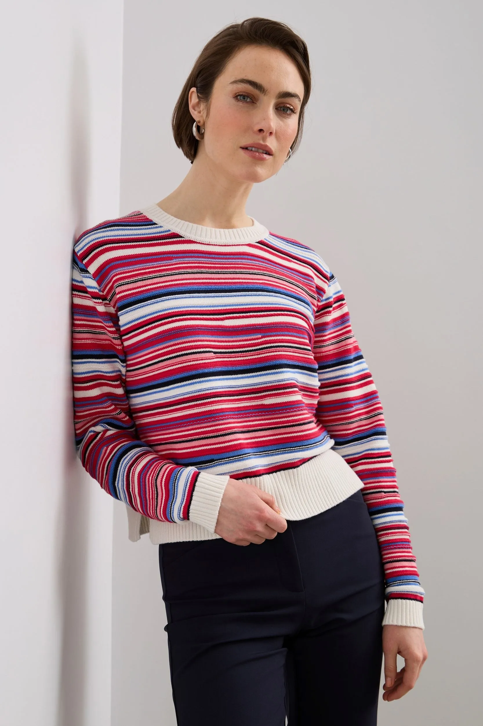 Oversized multicolored crew neck sweater sold by Tristan Style