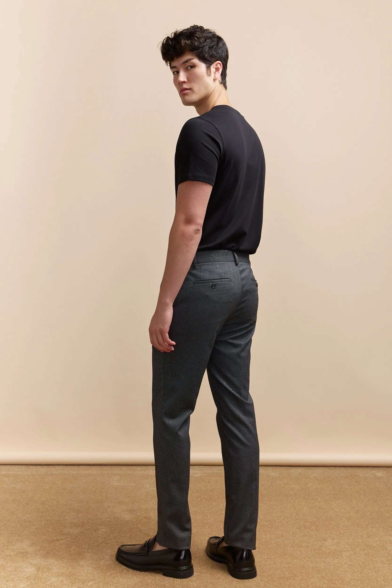 Slim fit two tone twill pant sold by Tristan Style product image thumbnail 2