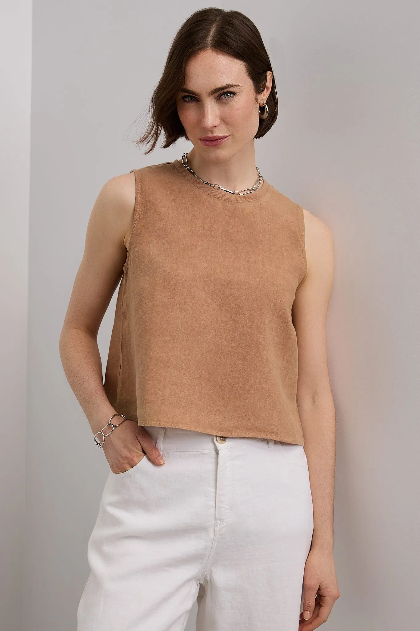 Sleeveless linen crop top sold by Tristan Style product image thumbnail 2