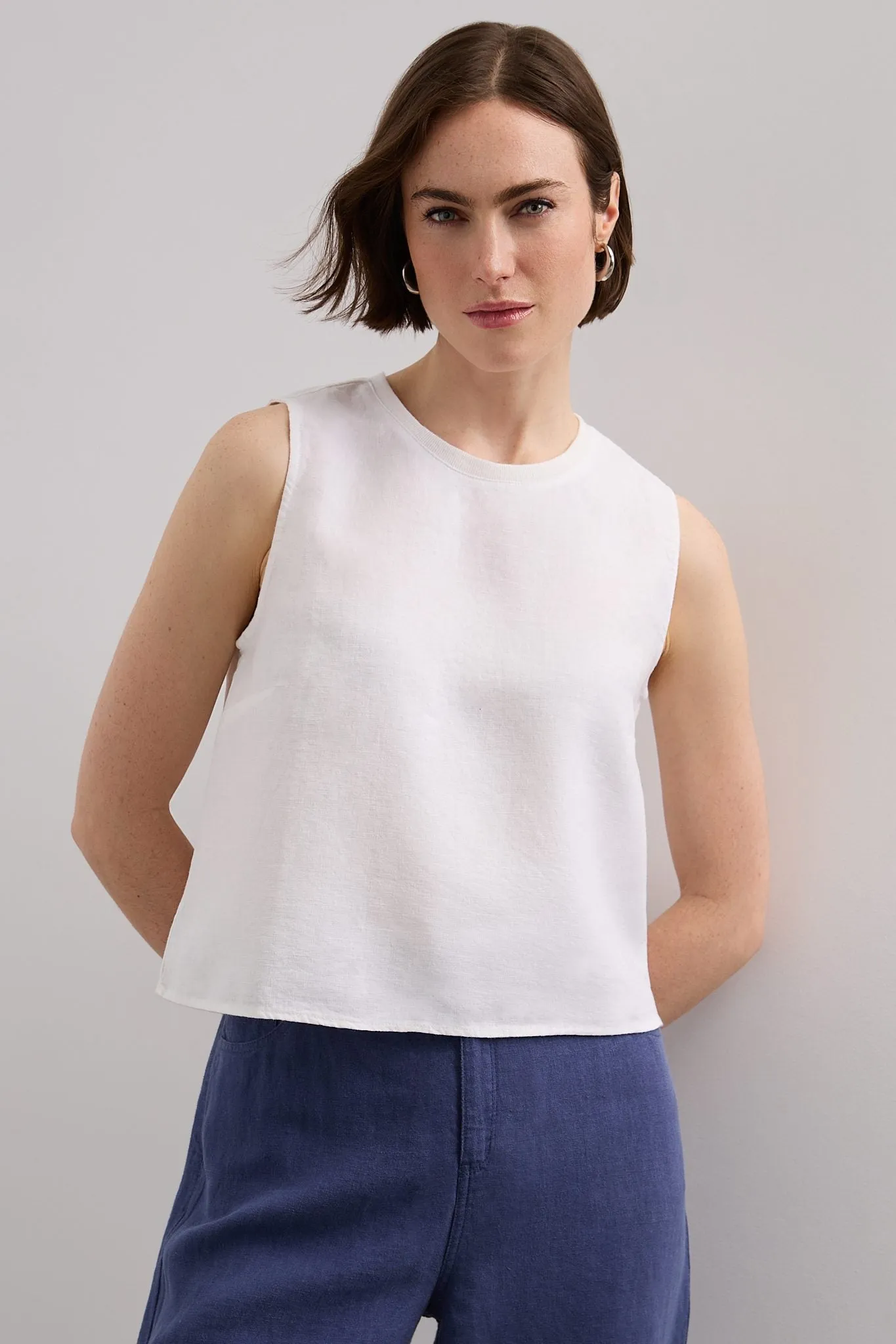 Sleeveless linen crop top sold by Tristan Style product image thumbnail 3
