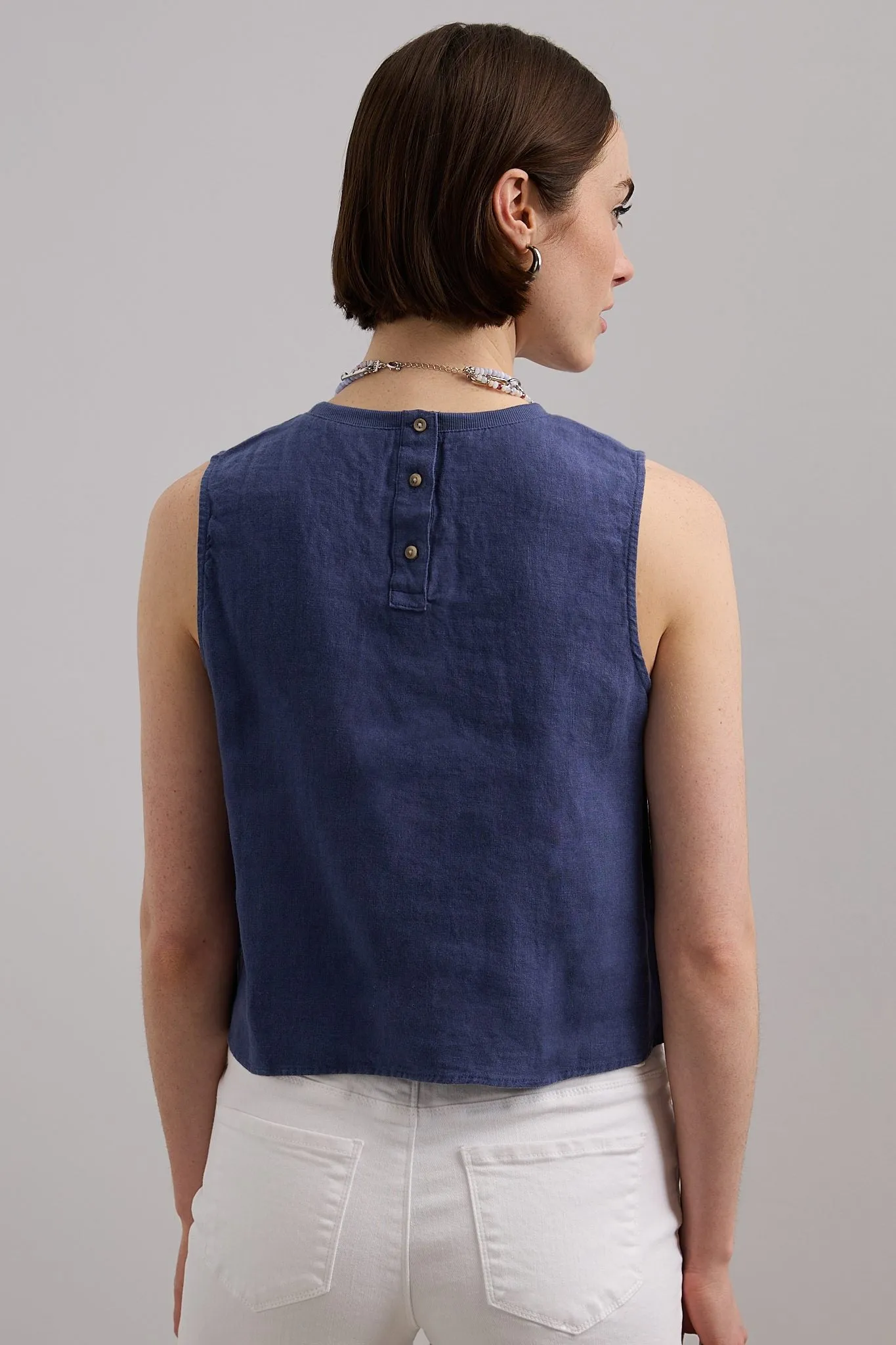 Sleeveless linen crop top sold by Tristan Style product image thumbnail 4