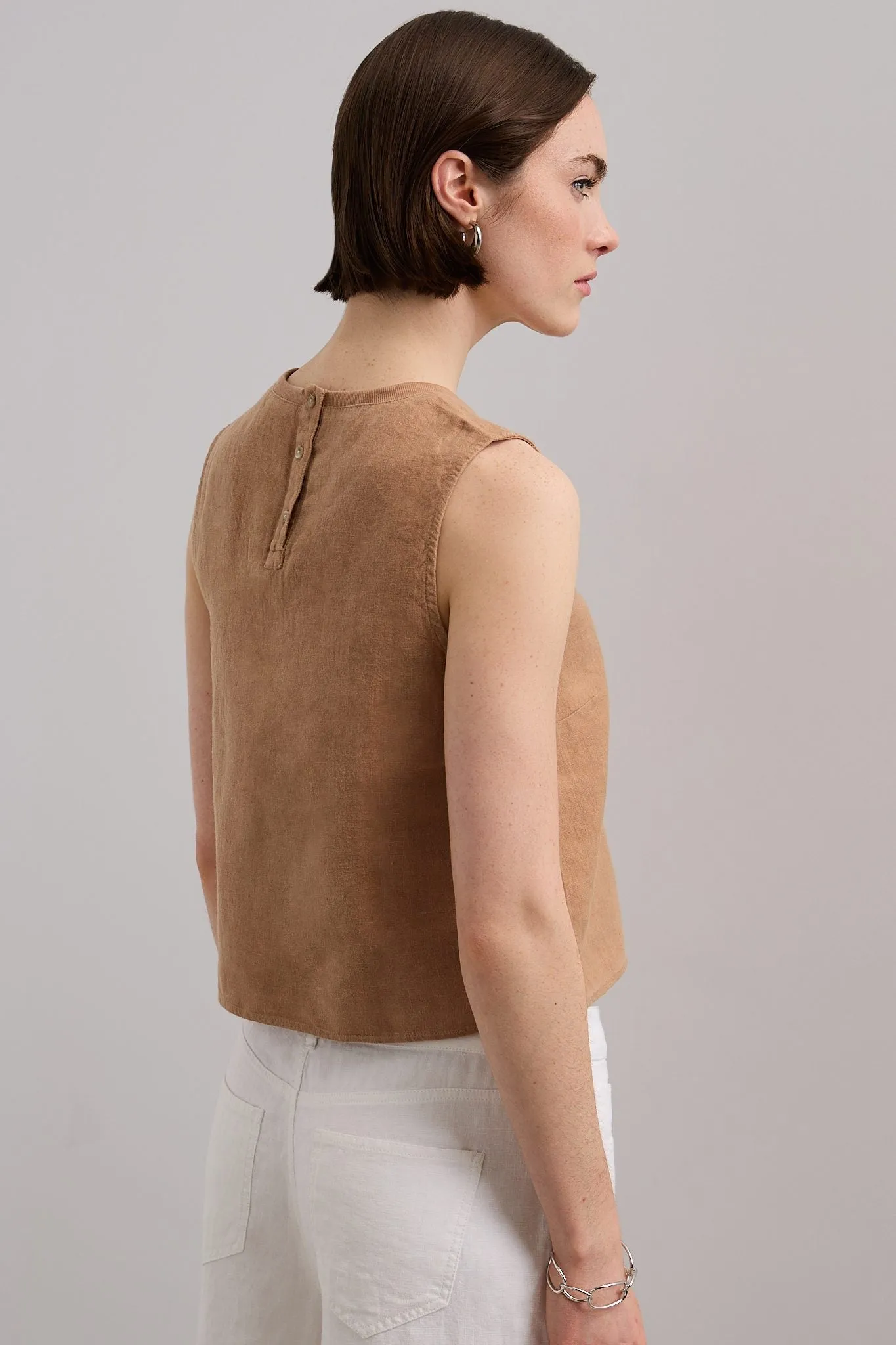 Sleeveless linen crop top sold by Tristan Style product image thumbnail 5