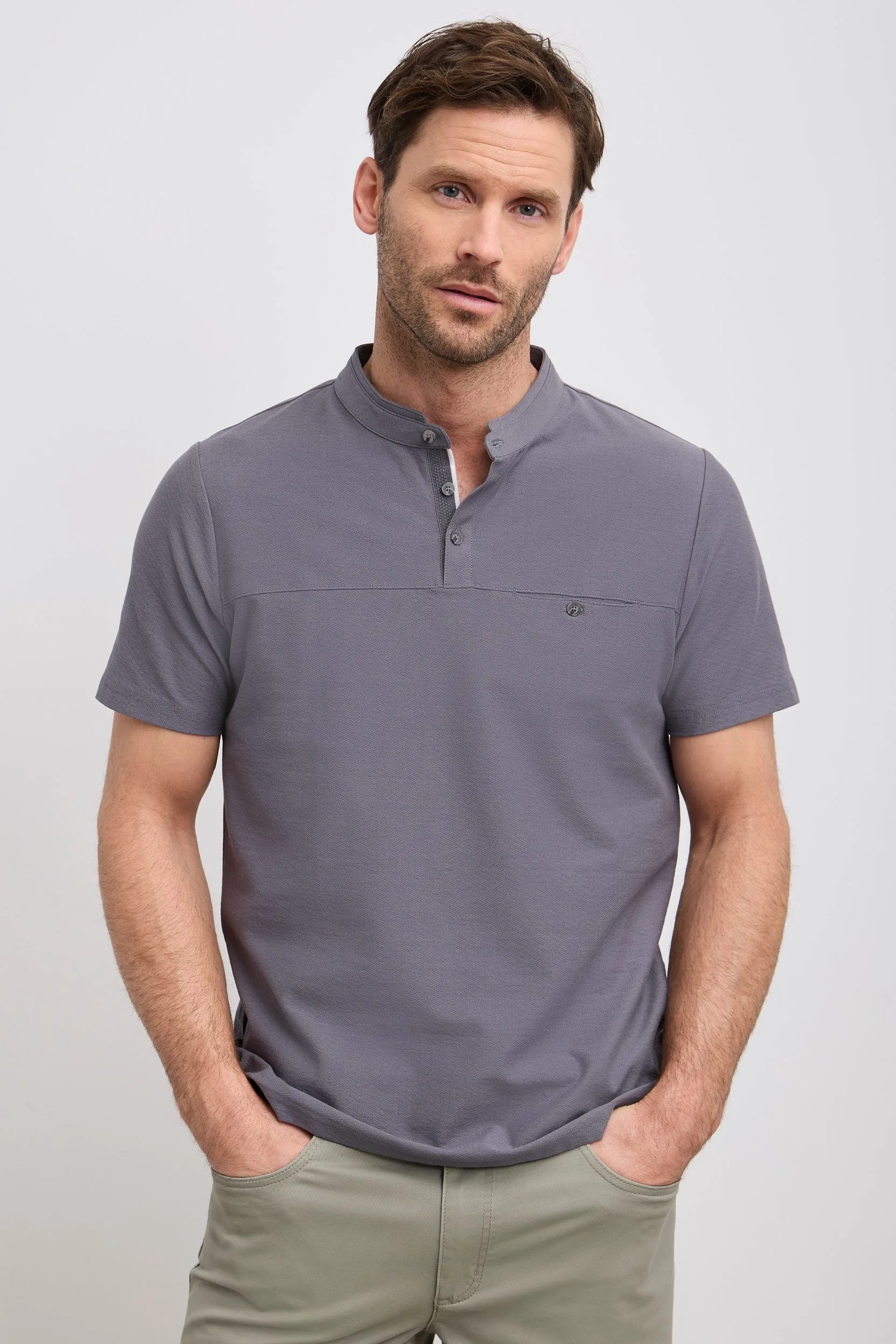 Henley t-shirt with pocket sold by Tristan Style product image thumbnail 2