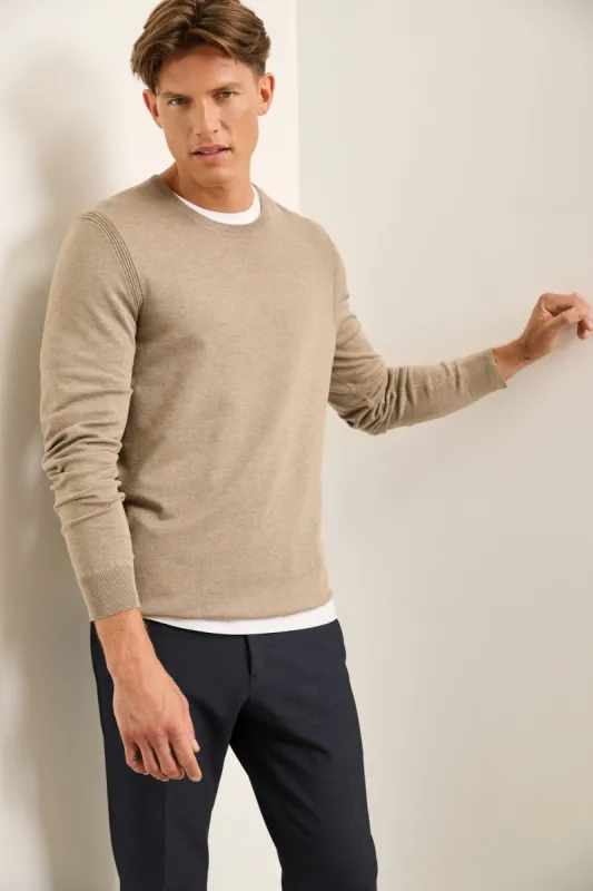 Reverse Stitch Details Crew Neck Sweater sold by Tristan Style