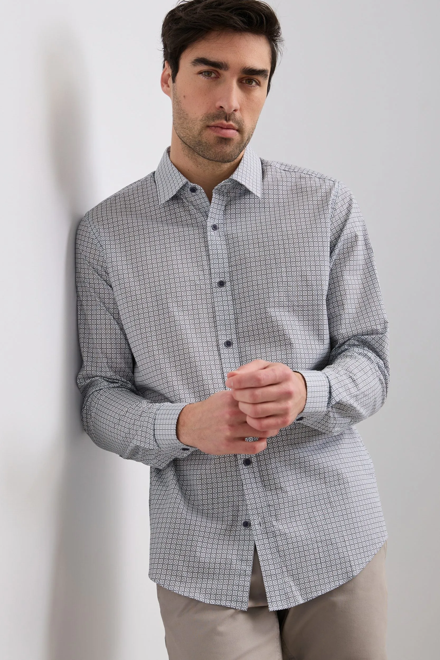 Micro pattern semi-fitted shirt sold by Tristan Style