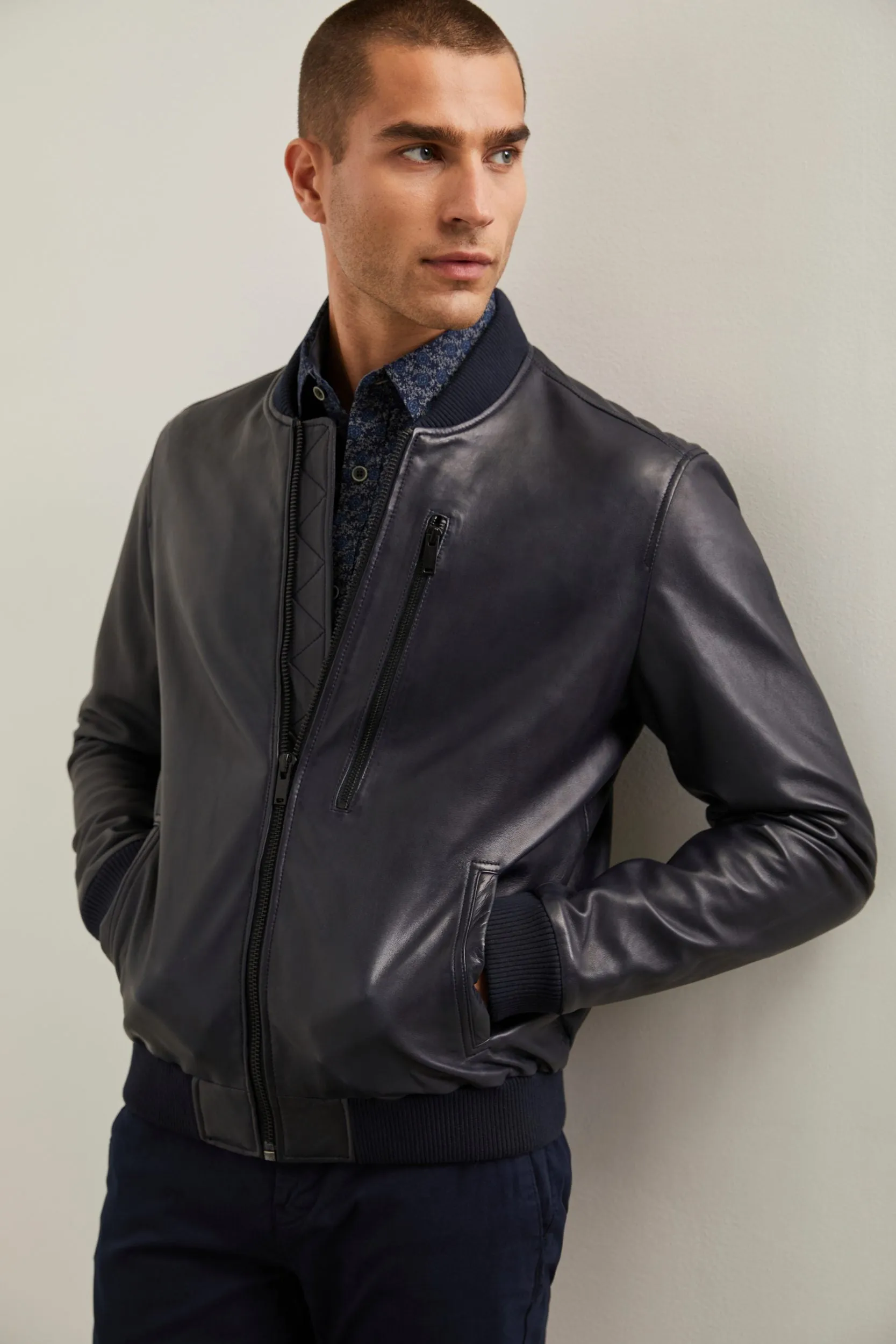 Leather bomber jacket sold by Tristan Style