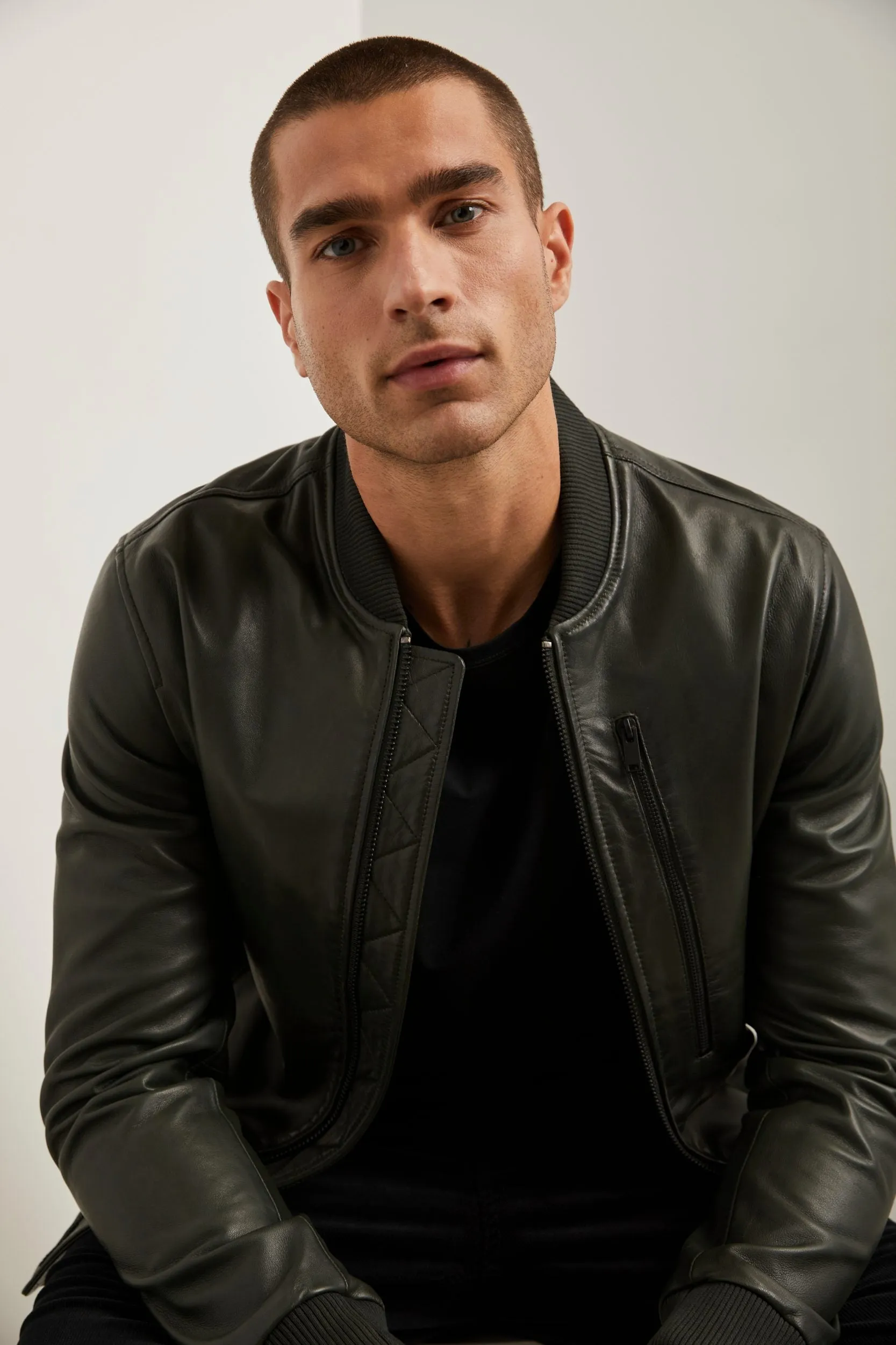 Leather bomber jacket sold by Tristan Style product image thumbnail 5