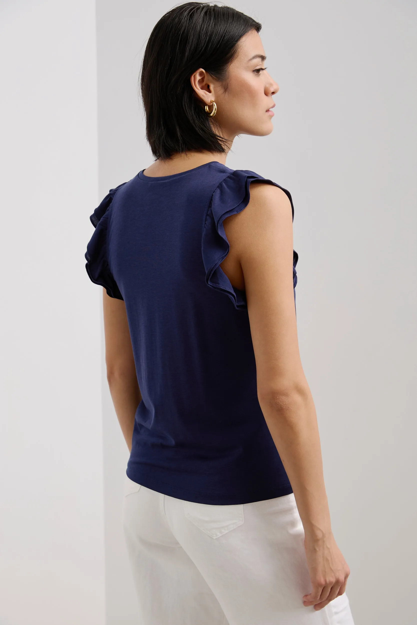 T-shirt with ruffled sleeves sold by Tristan Style product image thumbnail 2