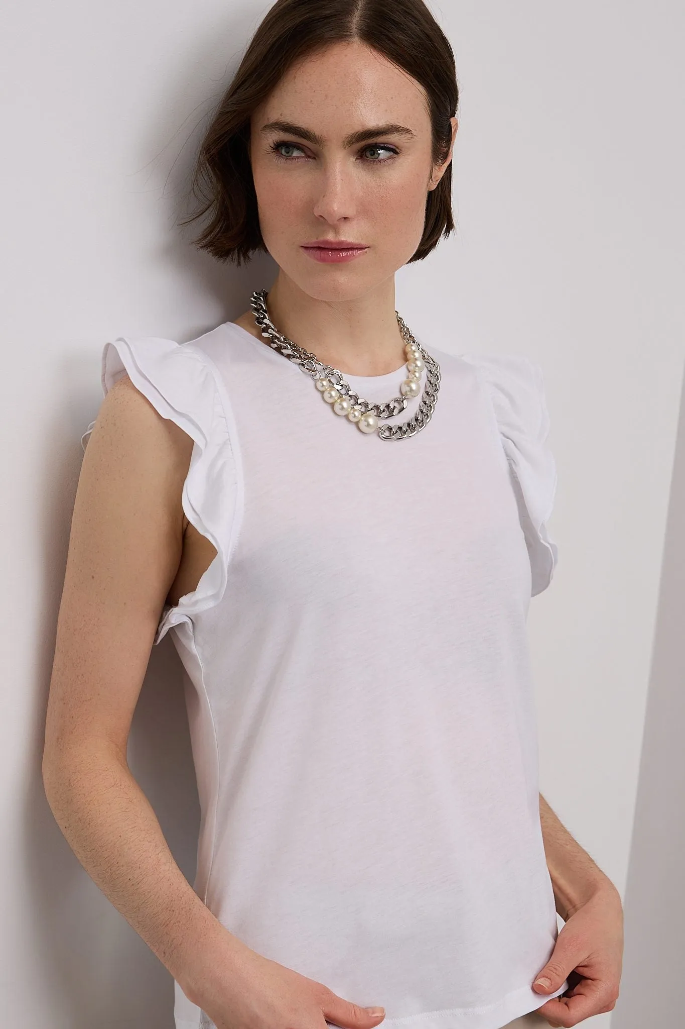 T-shirt with ruffled sleeves sold by Tristan Style product image thumbnail 3