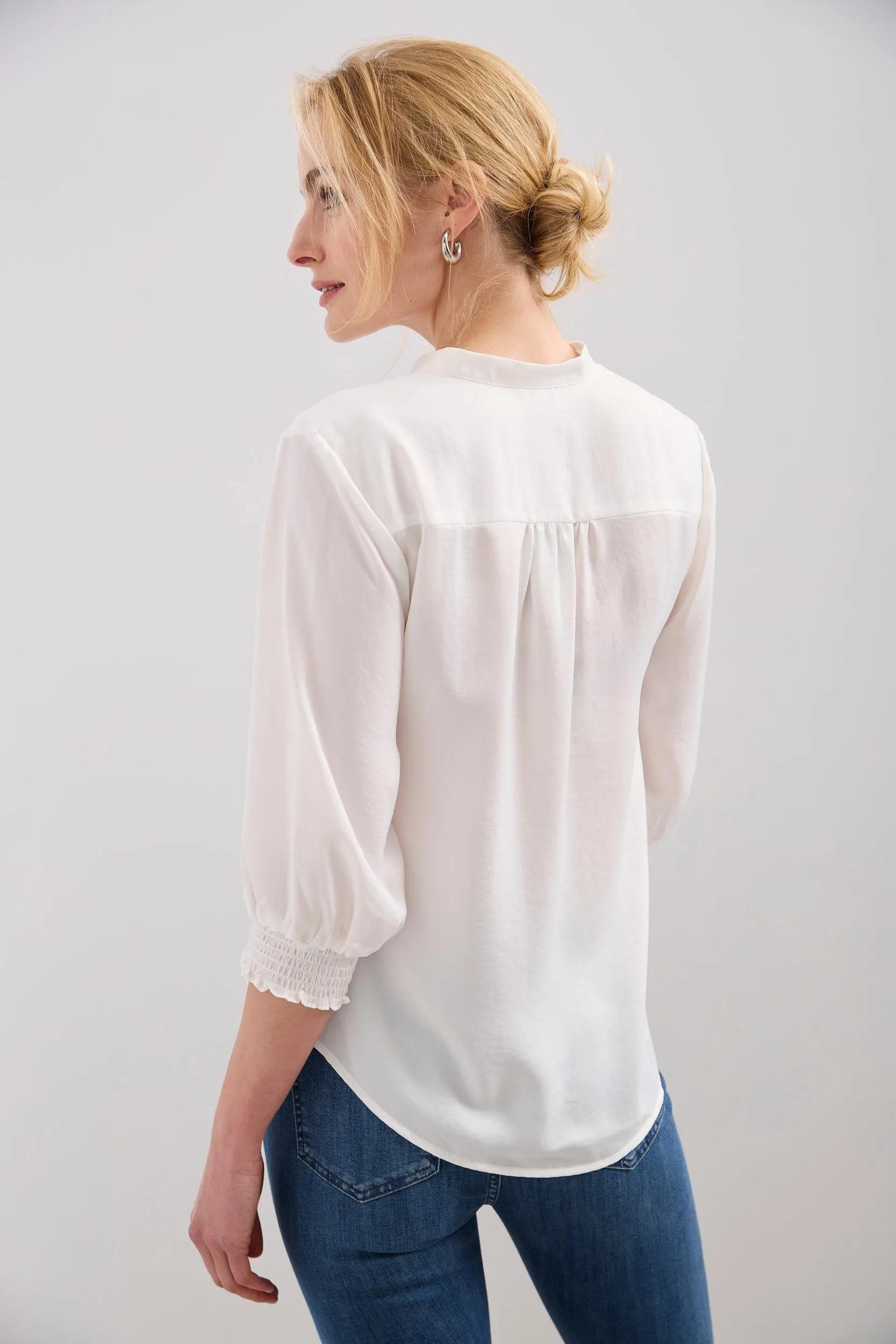 V-neck blouse with ruching detail sold by Tristan Style product image thumbnail 2