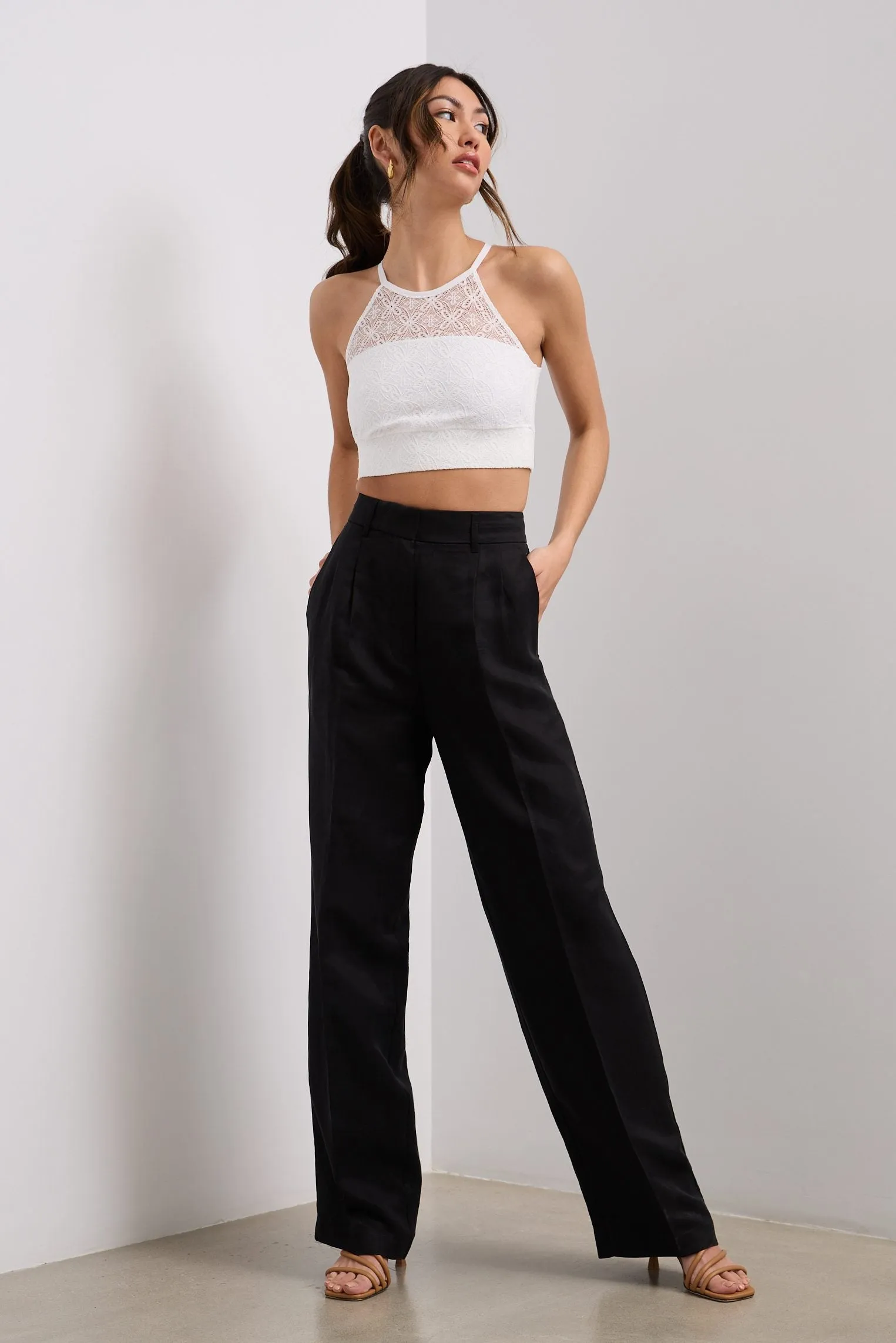 Wide leg pant with pleats sold by Tristan Style