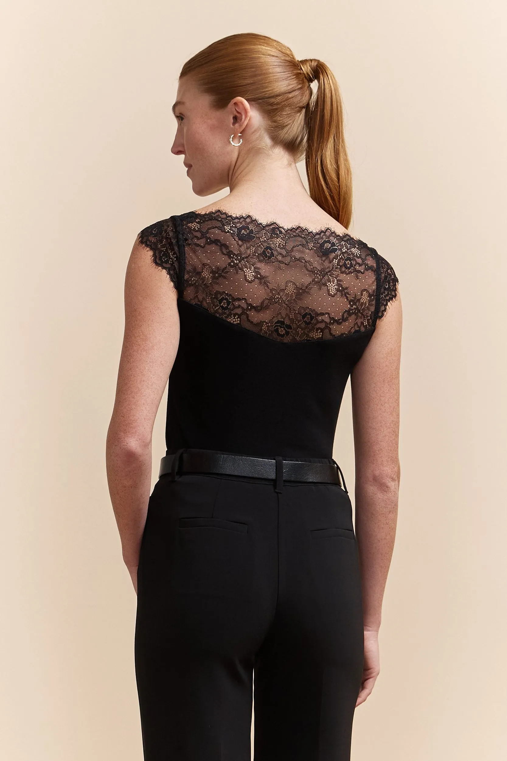 Rib top with lace sold by Tristan Style product image thumbnail 4