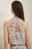 Floral printed blouse with ruched waistband sold by Tristan Style