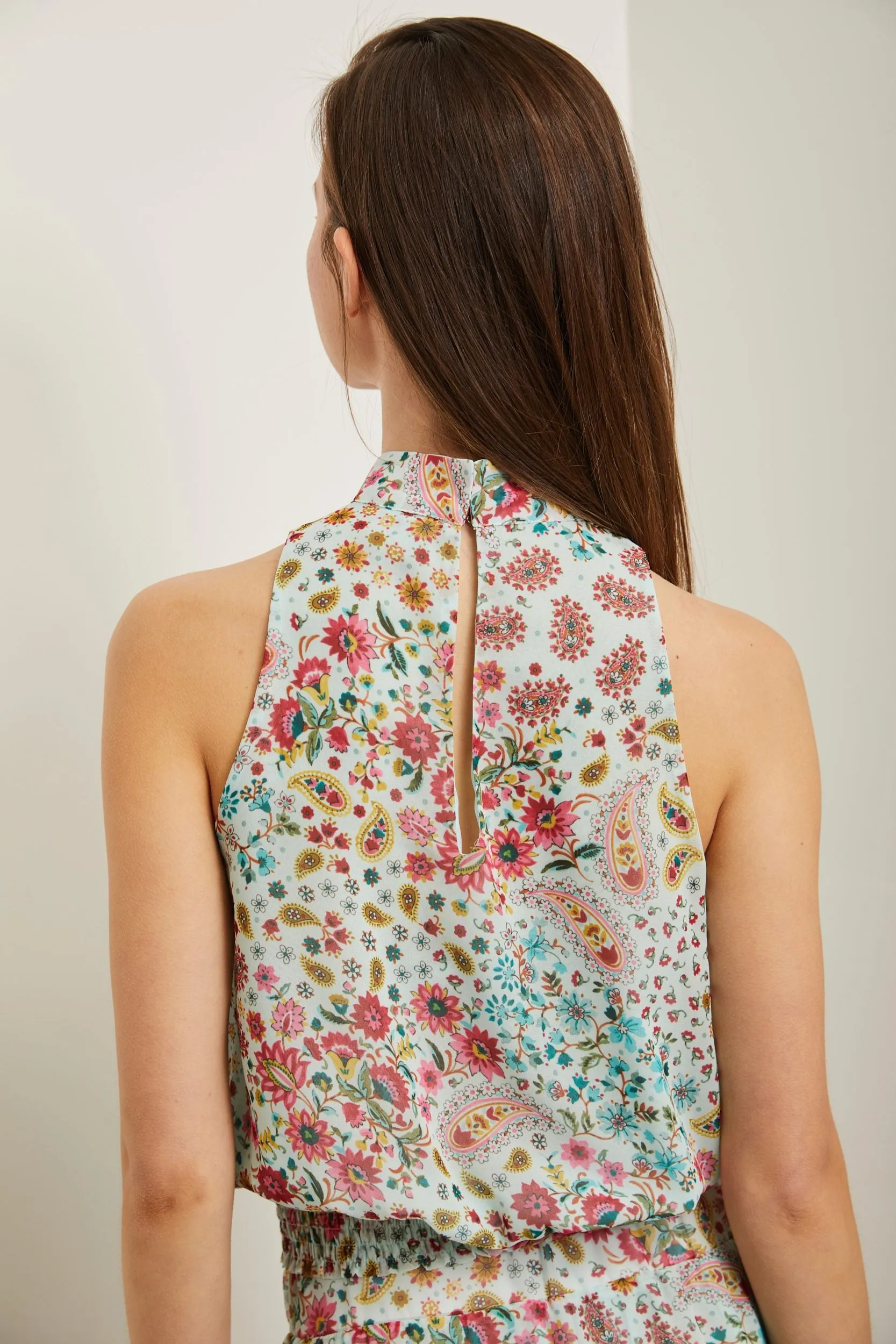 Floral printed blouse with ruched waistband sold by Tristan Style product image thumbnail 2