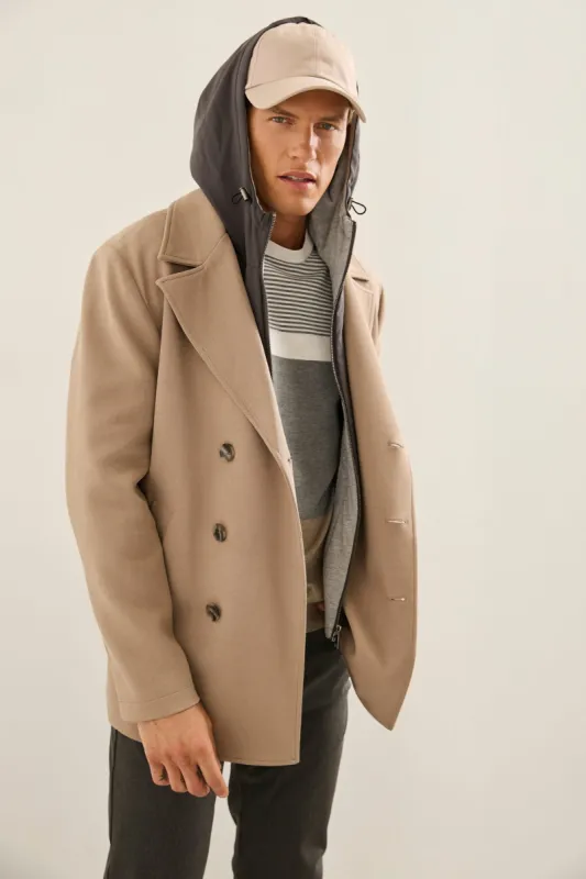Removable Hood Double Breast Coat sold by Tristan Style