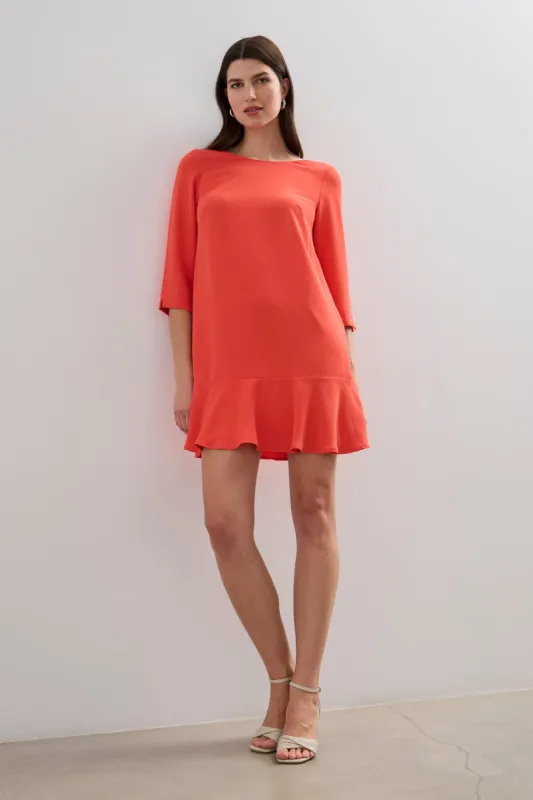 Straight dress with ruffled bottom sold by Tristan Style