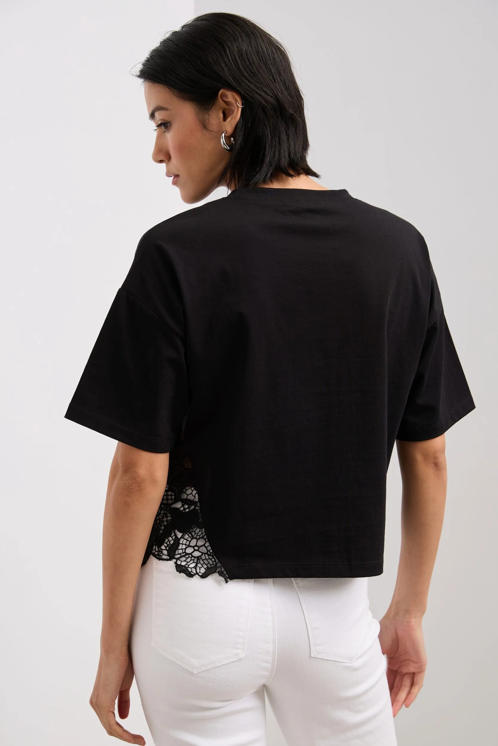 Crop t-shirt with crochet detail sold by Tristan Style product image thumbnail 2