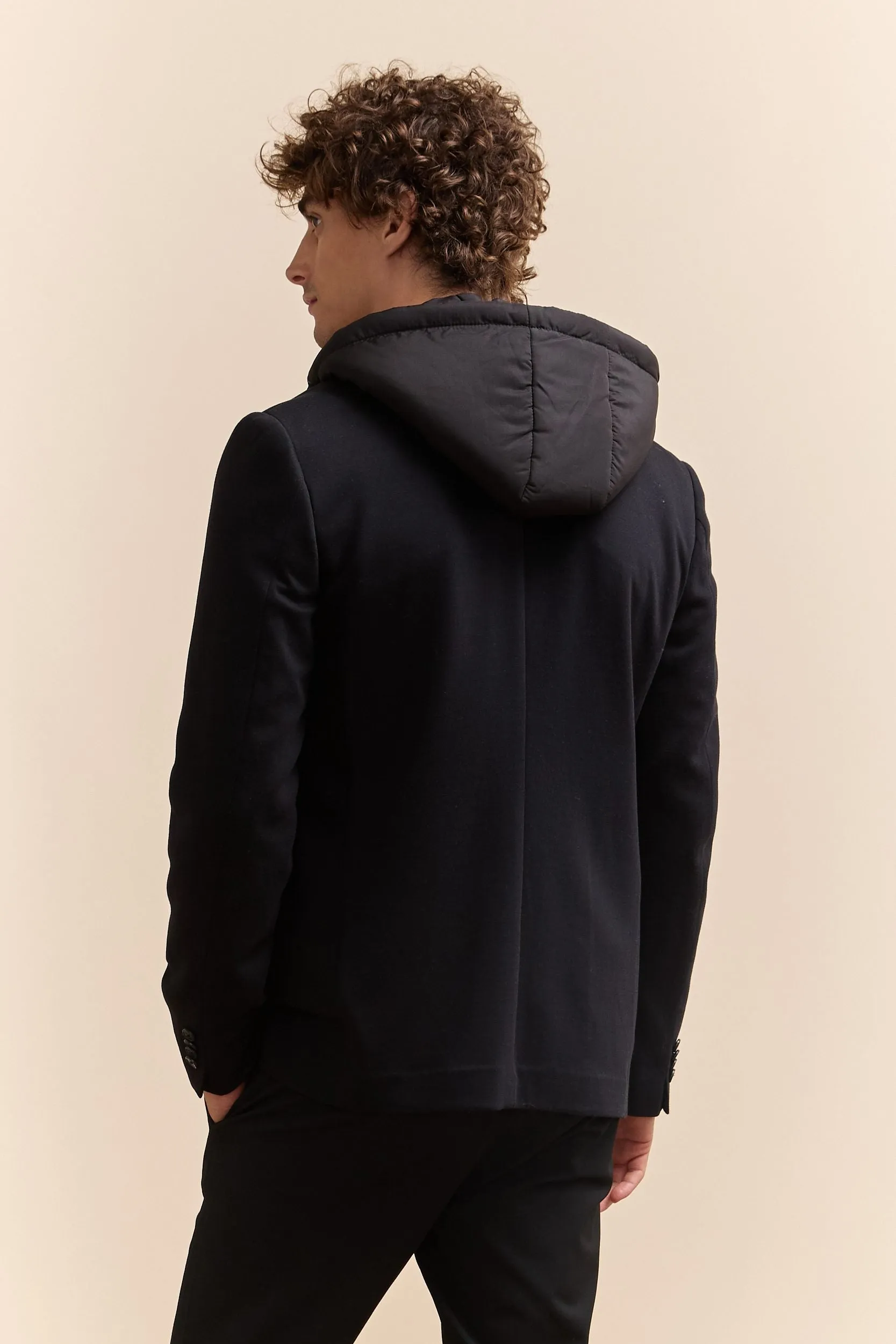 Double knit Fitted blazer with removable hood sold by Tristan Style product image thumbnail 2