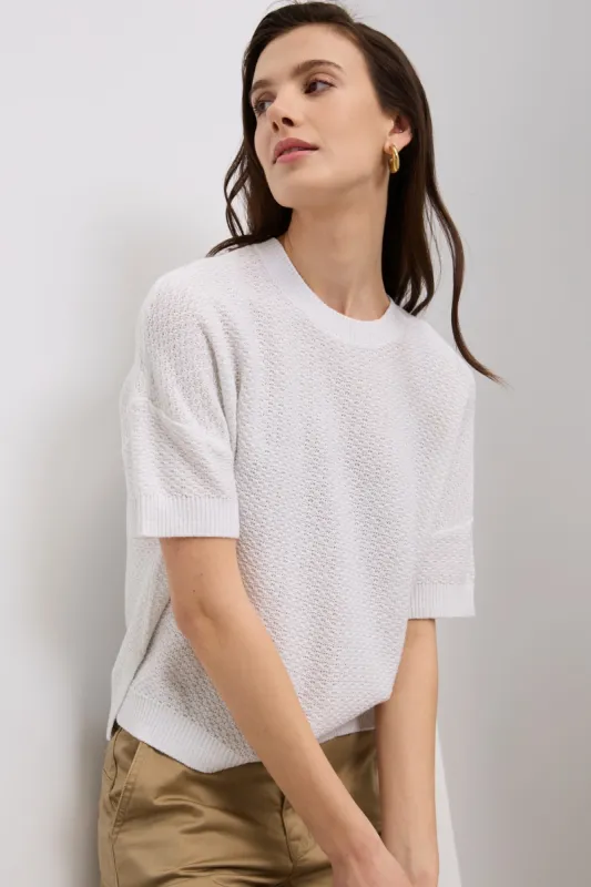 Short sleeve textured sweater made by Tristan Style