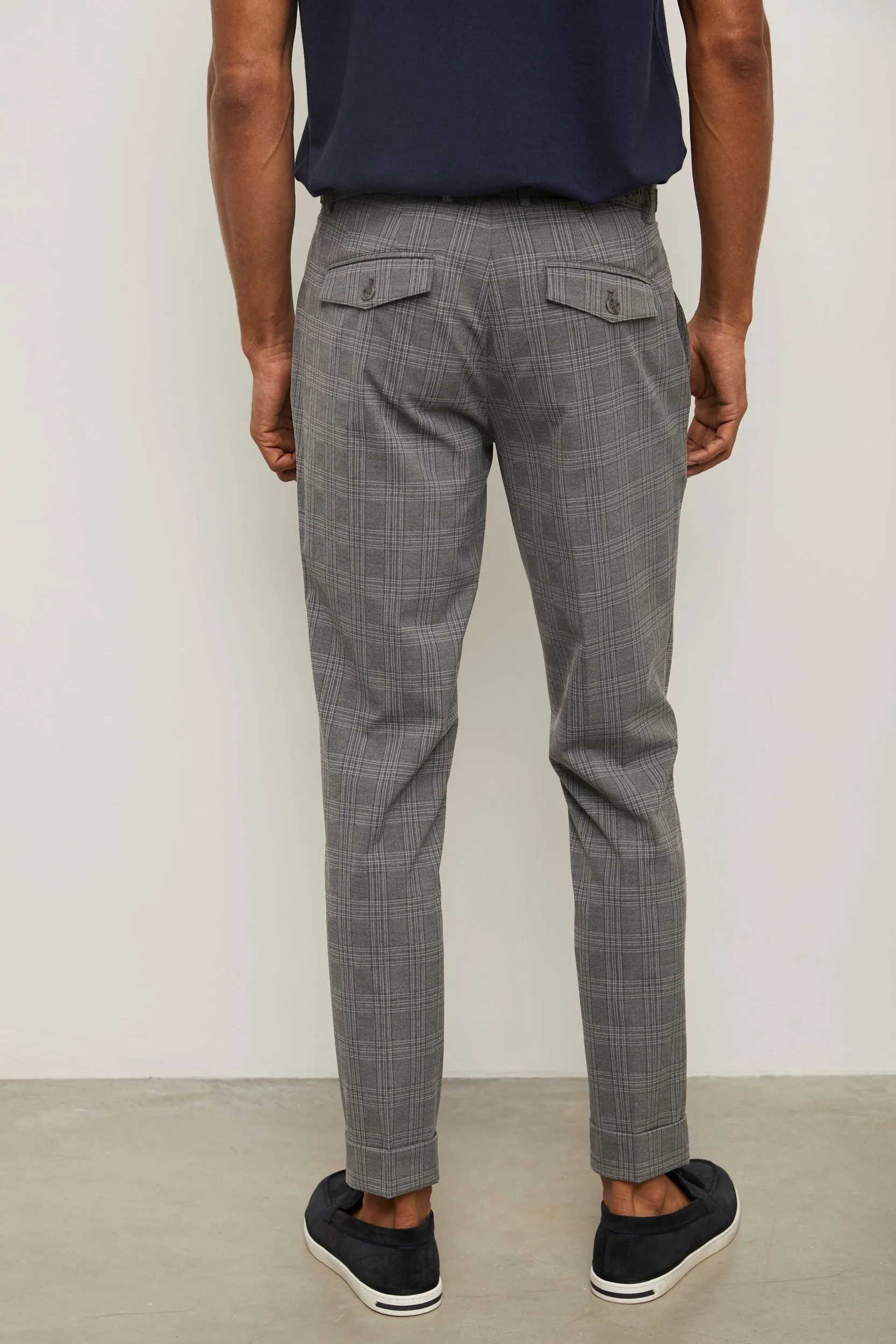 Slim fit check pants with cuffs sold by Tristan Style product image thumbnail 3