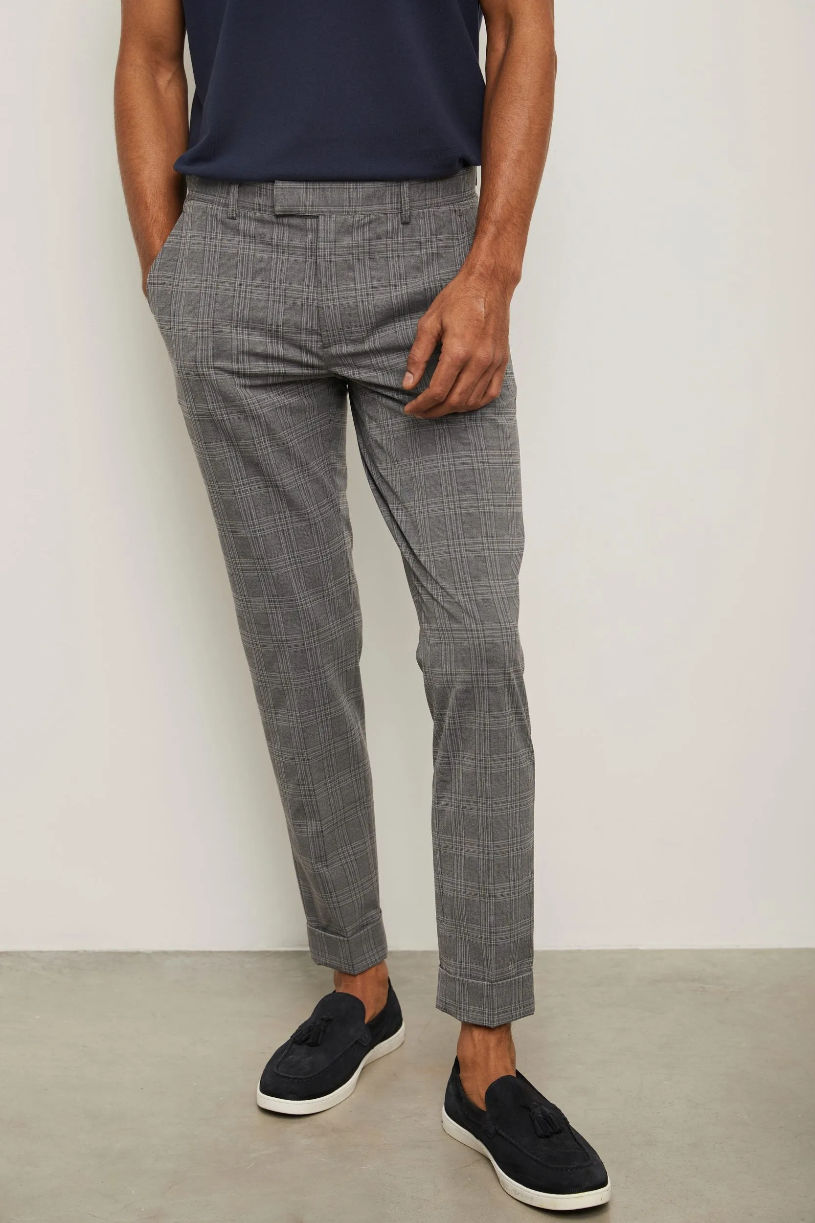 Slim fit check pants with cuffs sold by Tristan Style product image thumbnail 2