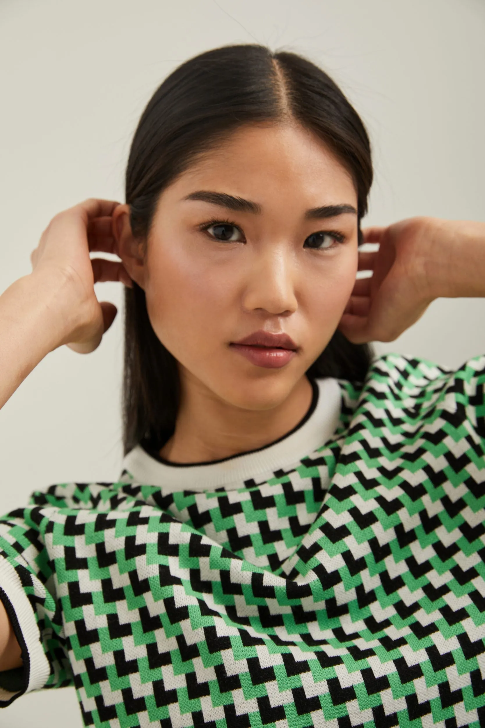 Jacquard crew neck sweater sold by Tristan Style