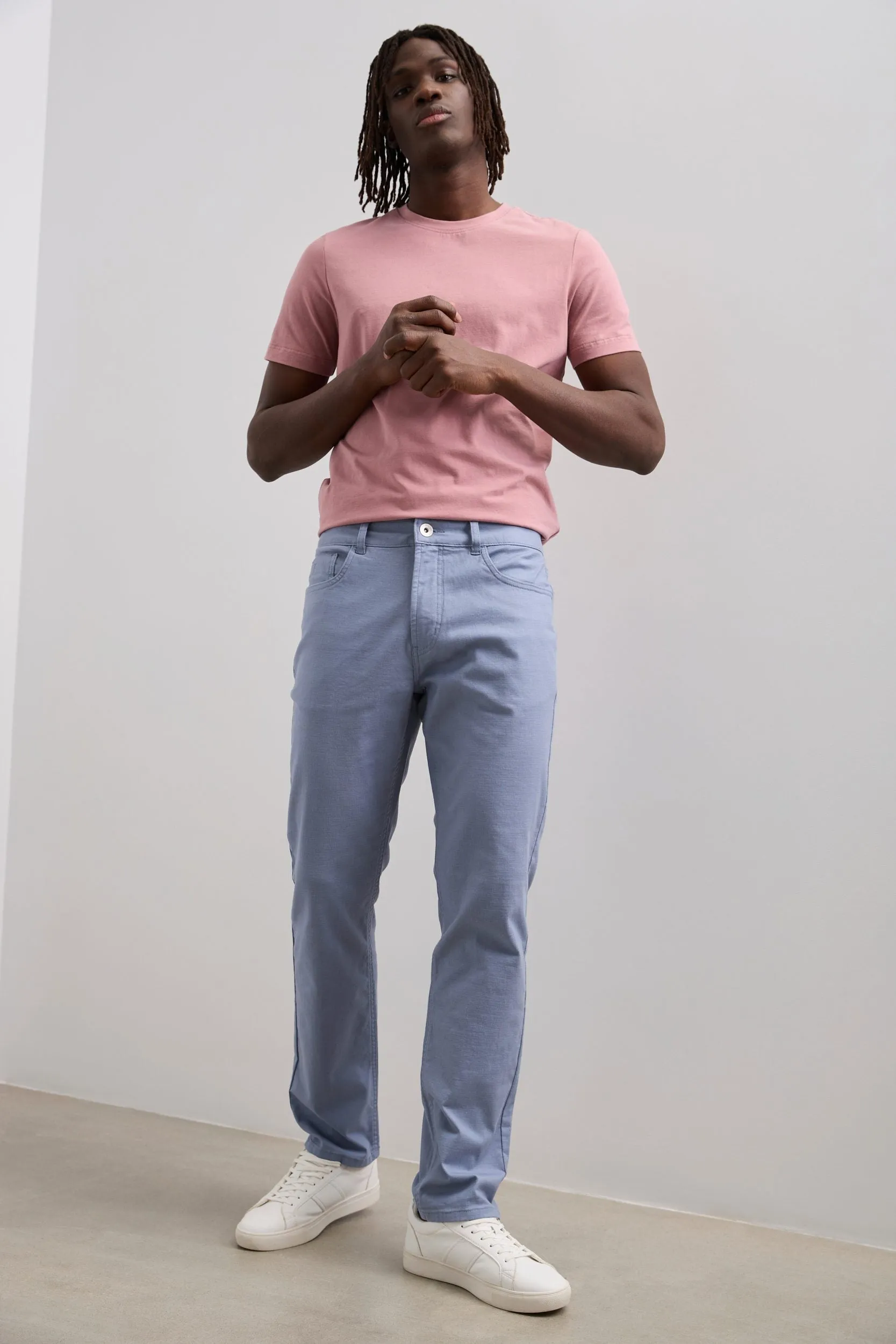 Textured slim fit five pocket pants sold by Tristan Style product image thumbnail 5