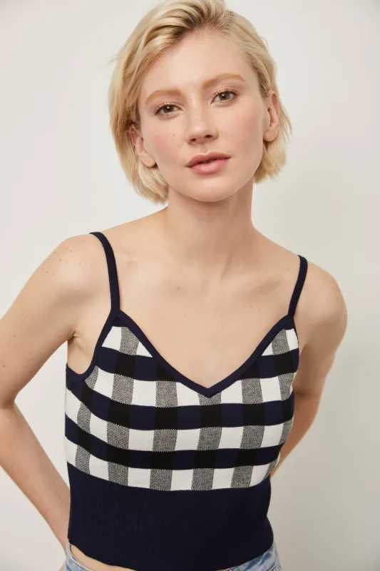 Cropped jacquard cami with adjustable straps sold by Tristan Style