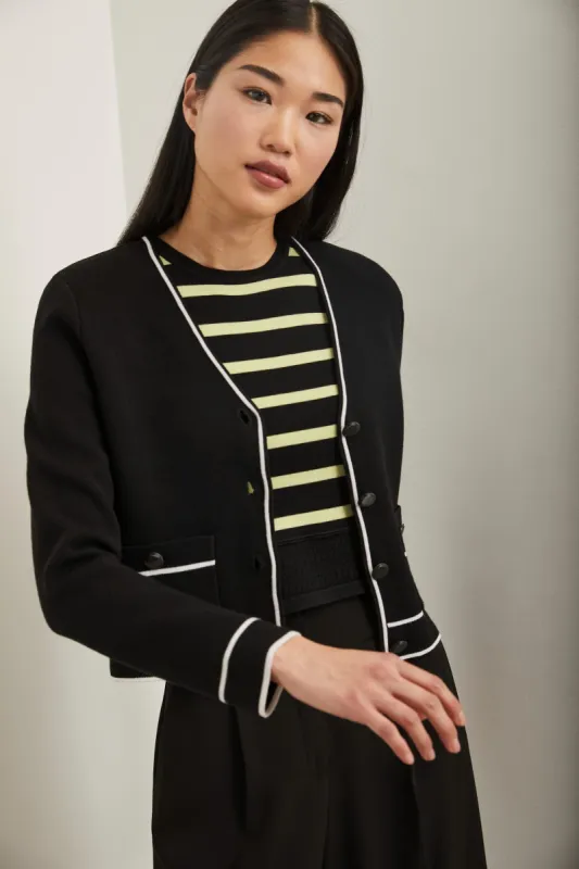 Knit jacket with contrasting detail sold by Tristan Style