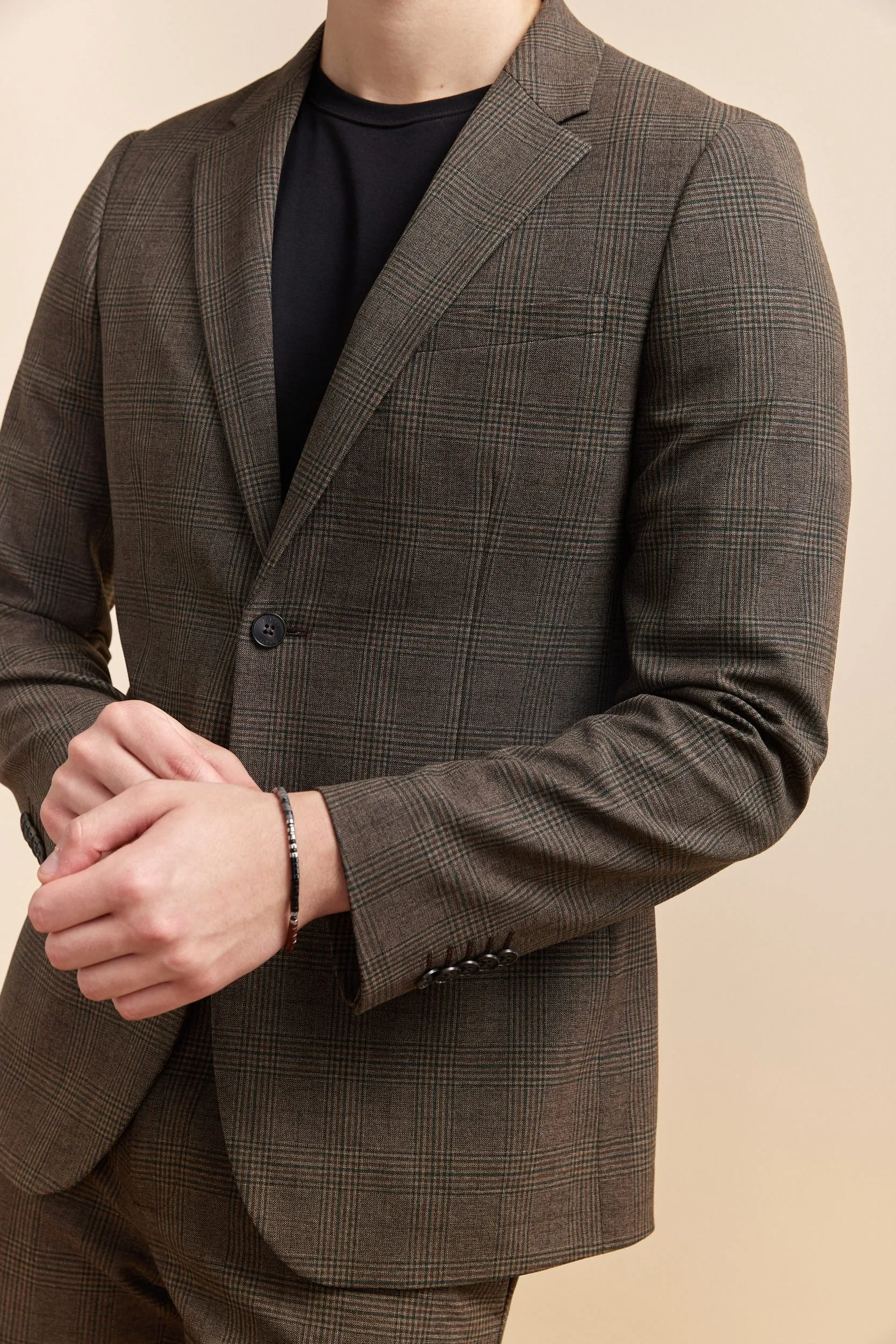 Extra-fitted check jacket sold by Tristan Style product image thumbnail 4