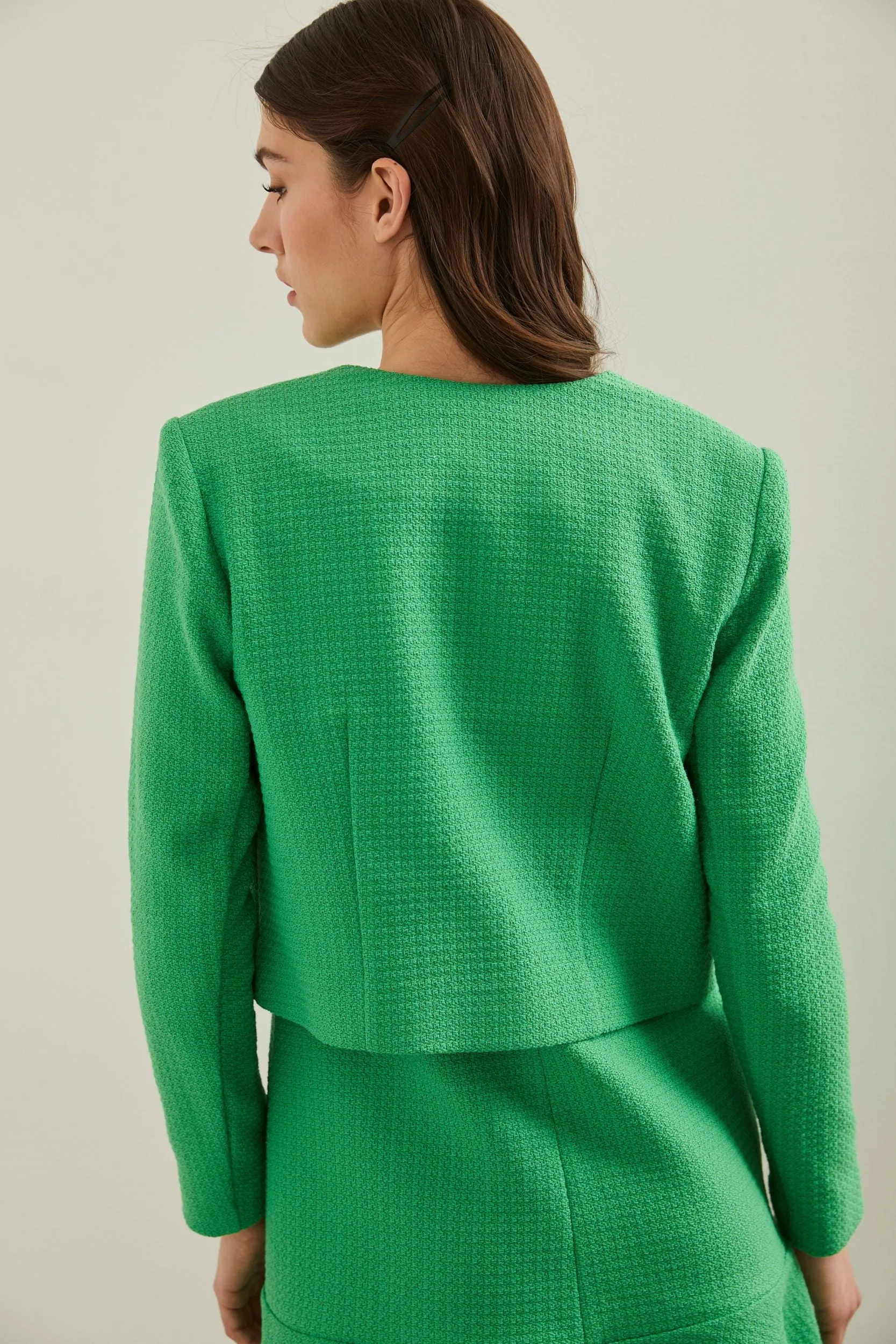 Textured cropped blazer sold by Tristan Style product image thumbnail 3