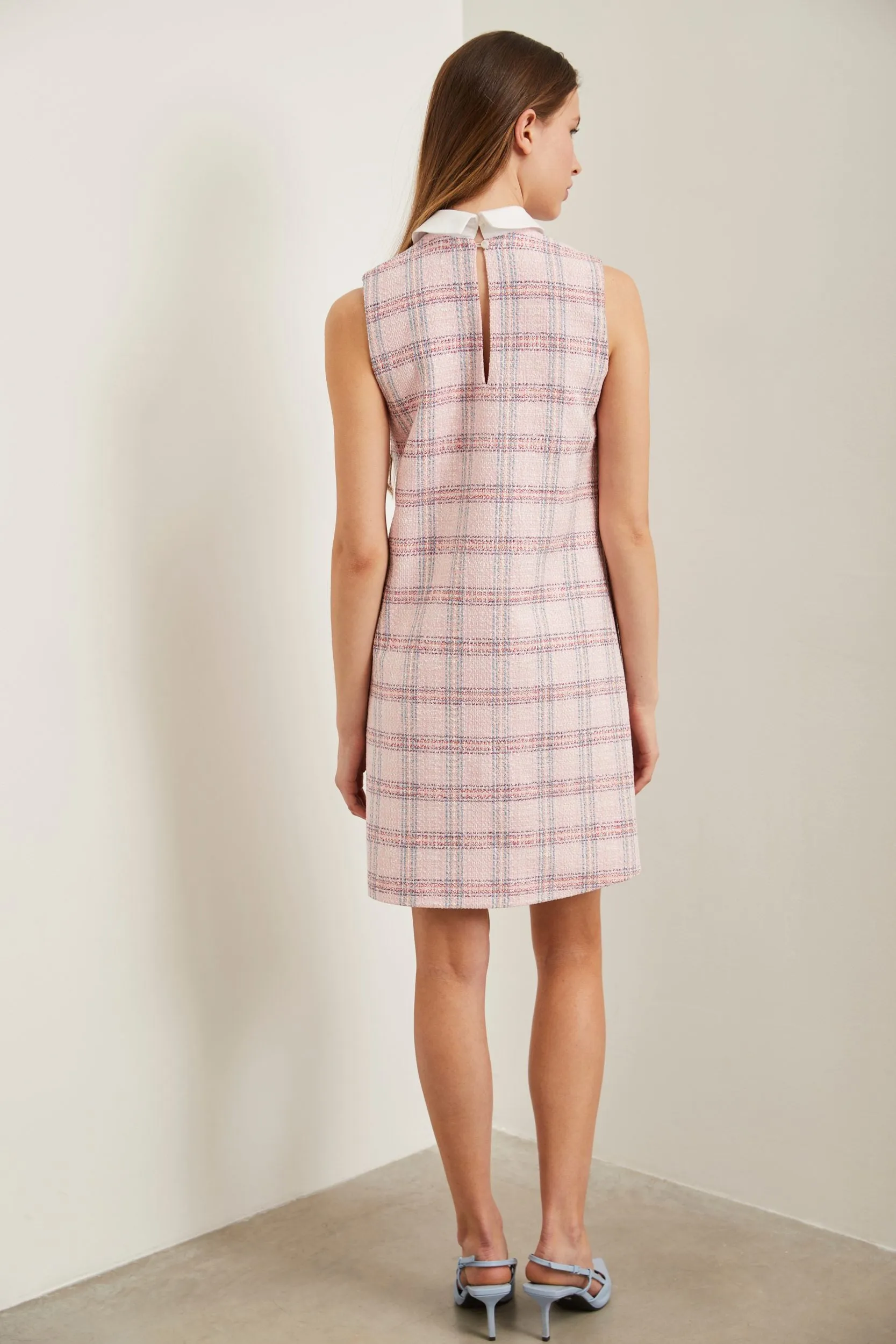 A line plaid dress with contrast collar sold by Tristan Style product image thumbnail 3