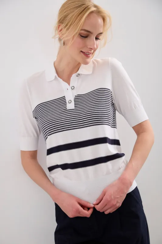 Striped top with polo collar sold by Tristan Style
