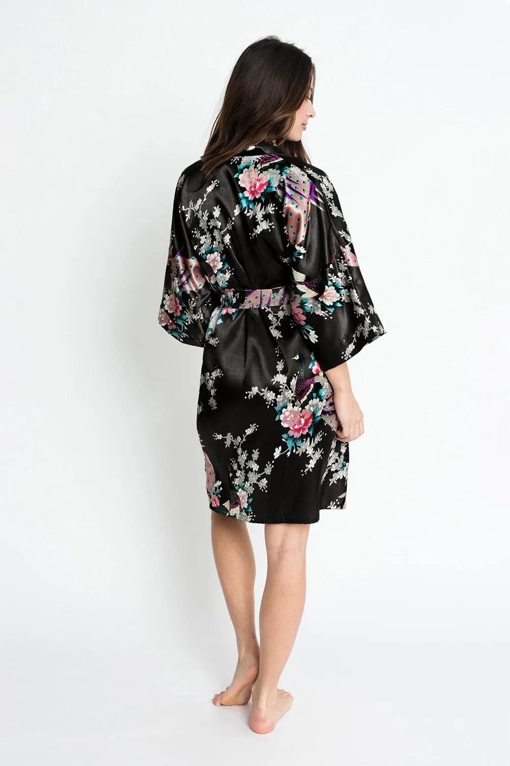 Peacock & Blossoms Short Kimono Robe sold by Kim + Ono product image thumbnail 3