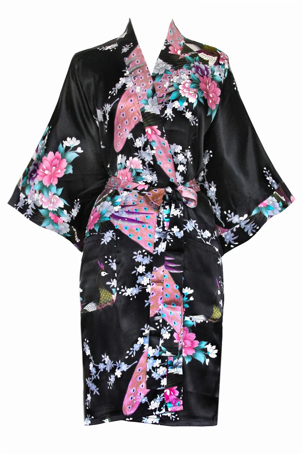 Peacock & Blossoms Short Kimono Robe sold by Kim + Ono product image thumbnail 4