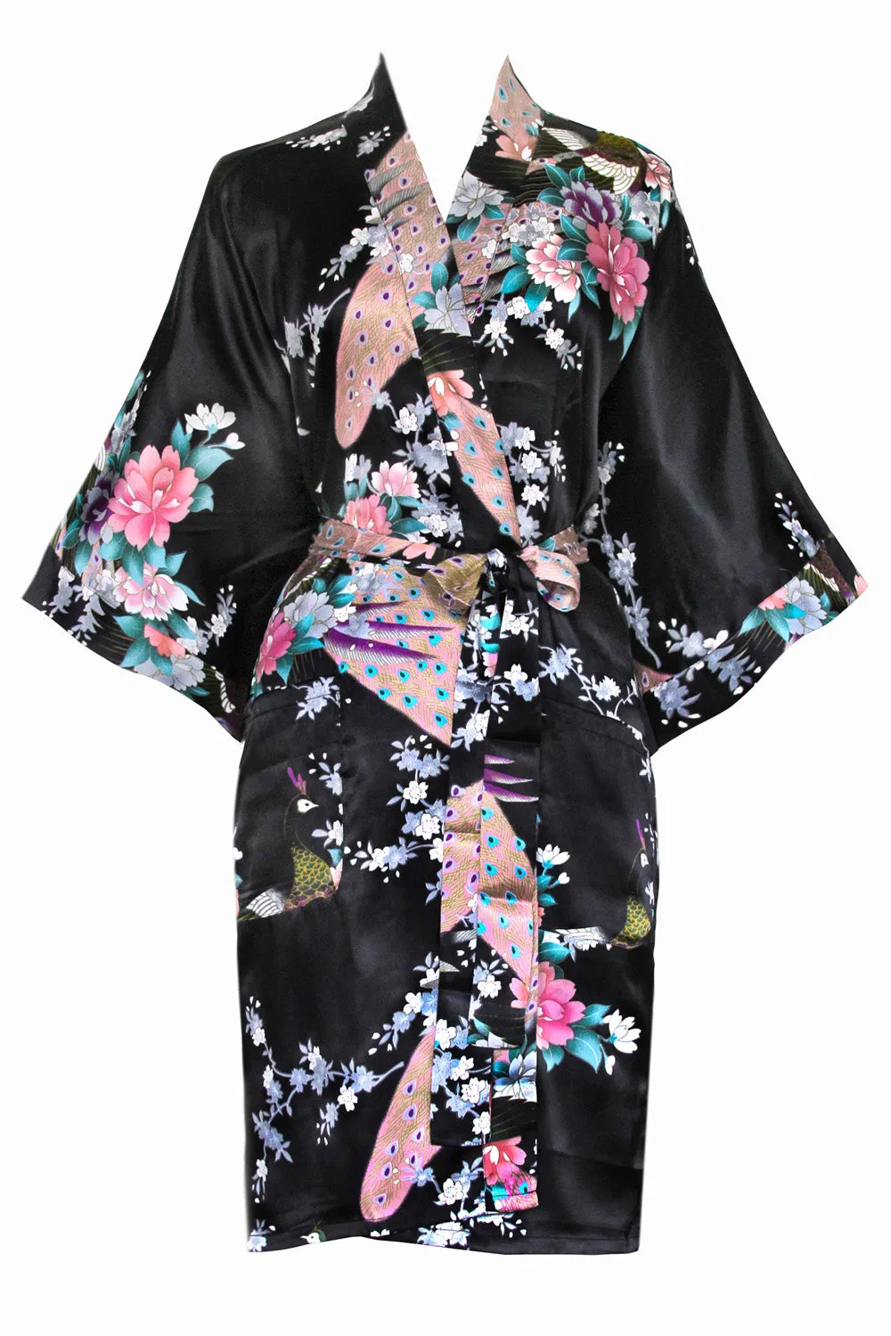 Peacock & Blossoms Short Kimono Robe sold by Kim + Ono product image thumbnail 5