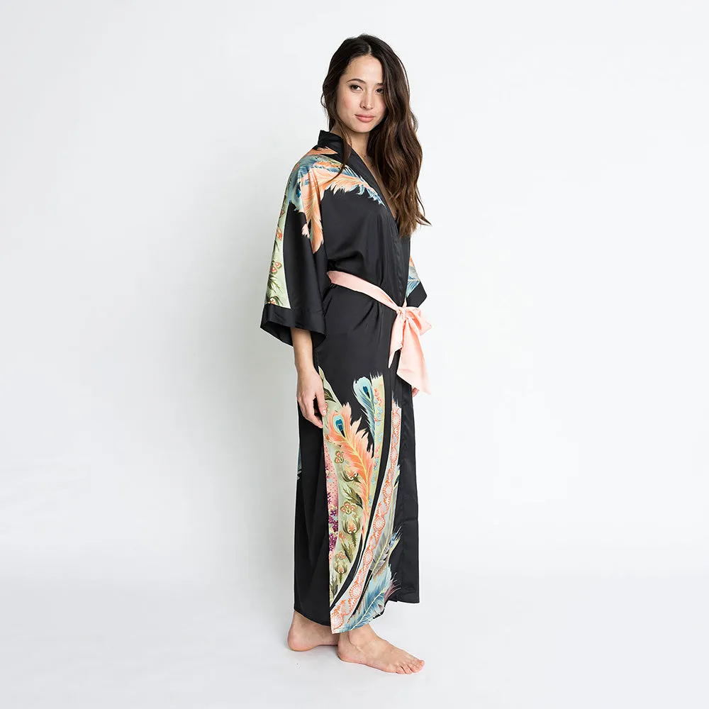 Peacock Feather Long Kimono Robe sold by Kim + Ono product image thumbnail 3